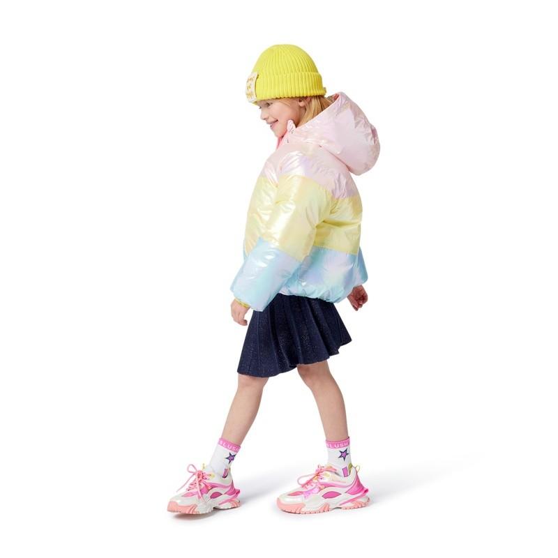 Piumino con cappuccio tricolore U21358 408 BILLIEBLUSH 