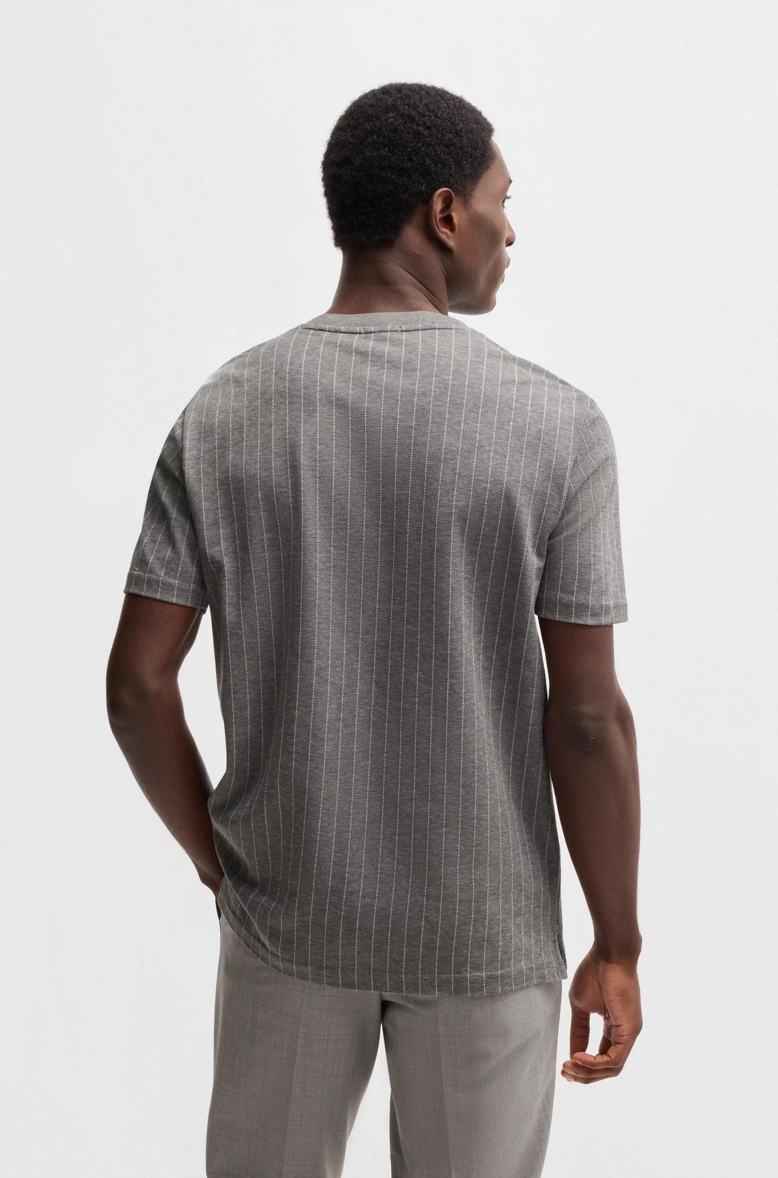 T-shirt in cotone mercerizzato con righe miste 50531315 030 BOSS 