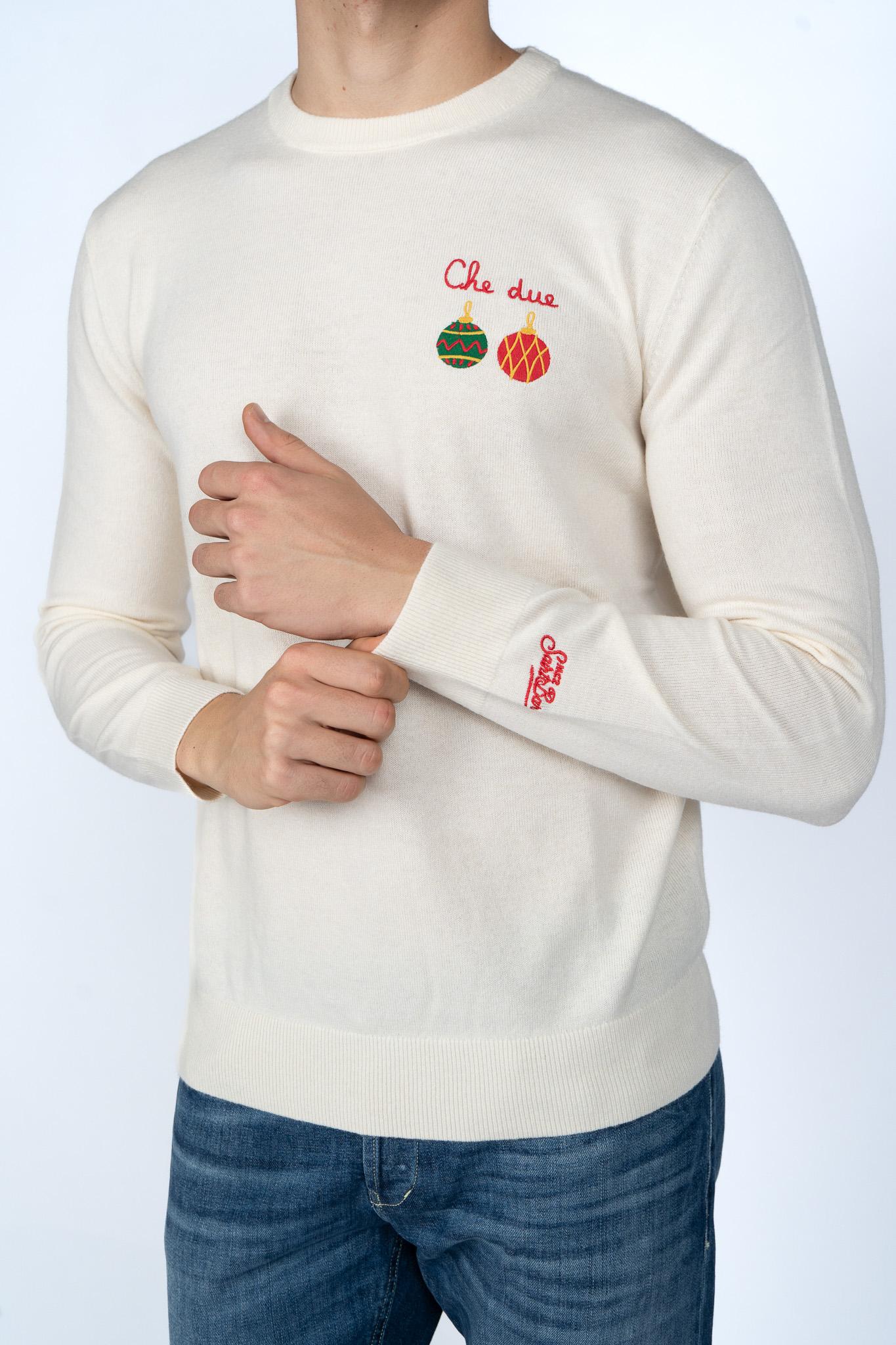 Maglione a girocollo Heron Light con ricamo Palline di Natale  HER0024 03447I MC2 SAINT BARTH 