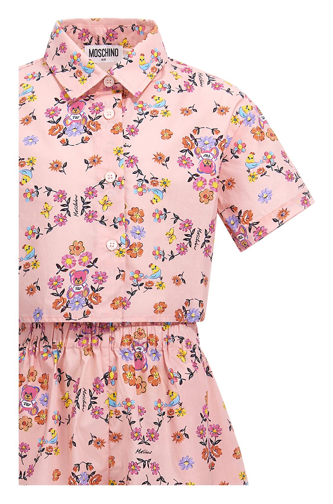 Completo camicia e short Allover Flowers HDG01ELLB42 83440 MOSCHINO KID 