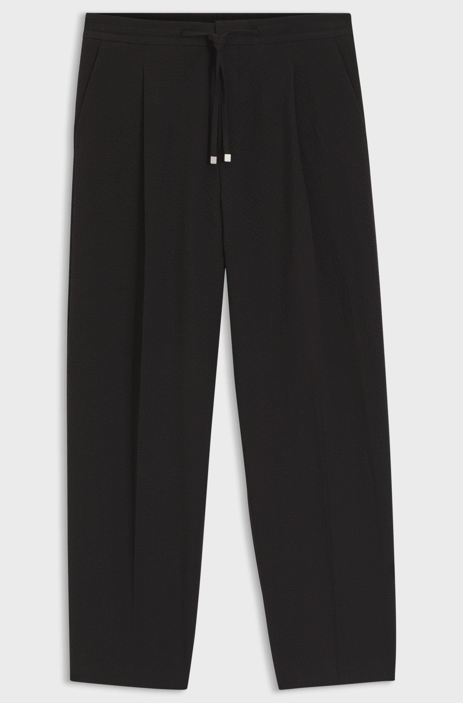 Pantaloni con fit moderno in seersucker di cotone elasticizzato 50559107 001 HUGO 