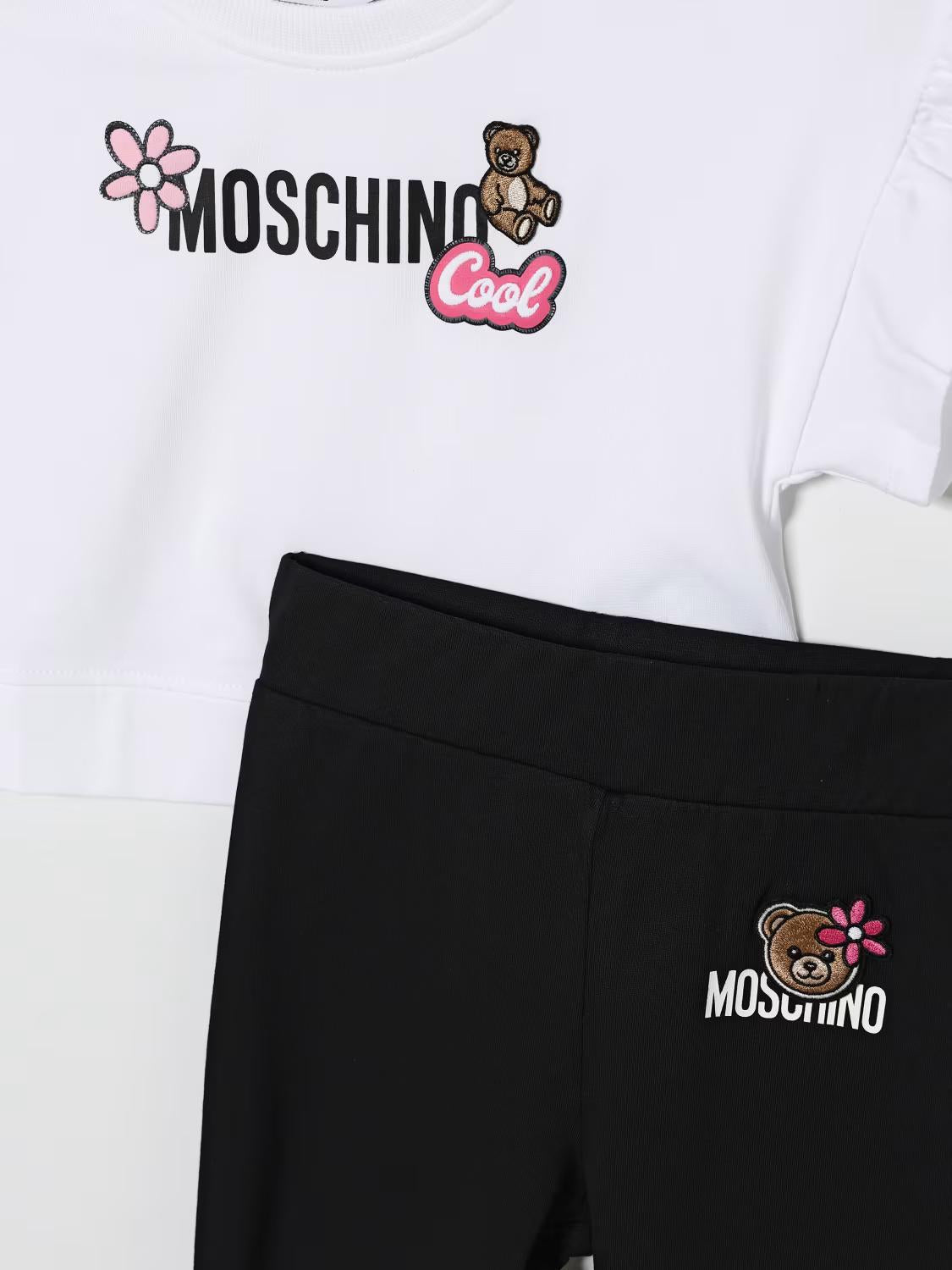 Coordinato in cotone con logo HDG01OLBA00 80359A MOSCHINO KID 