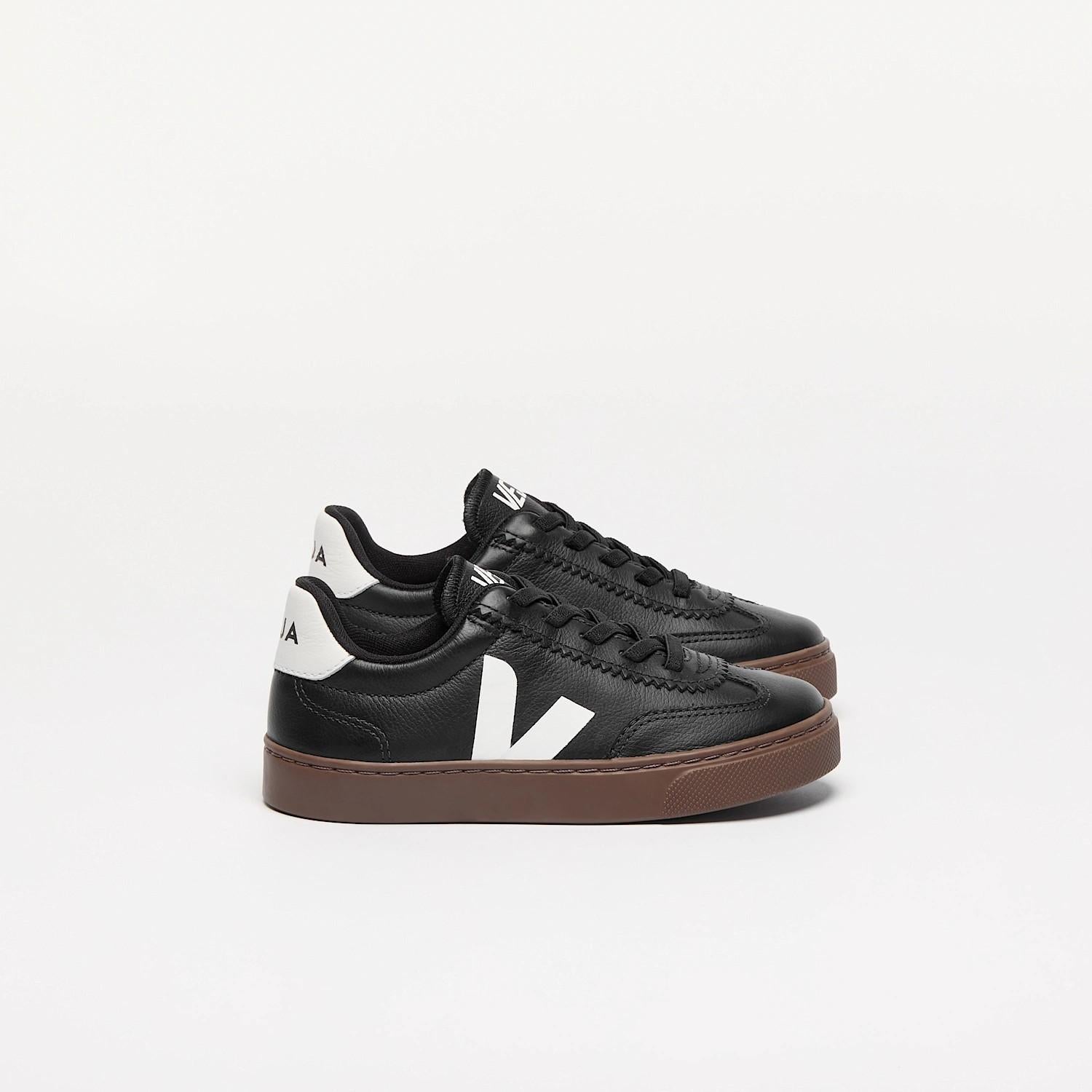 Volley elastic laces leather black white bark SY2021 015 VEJA 