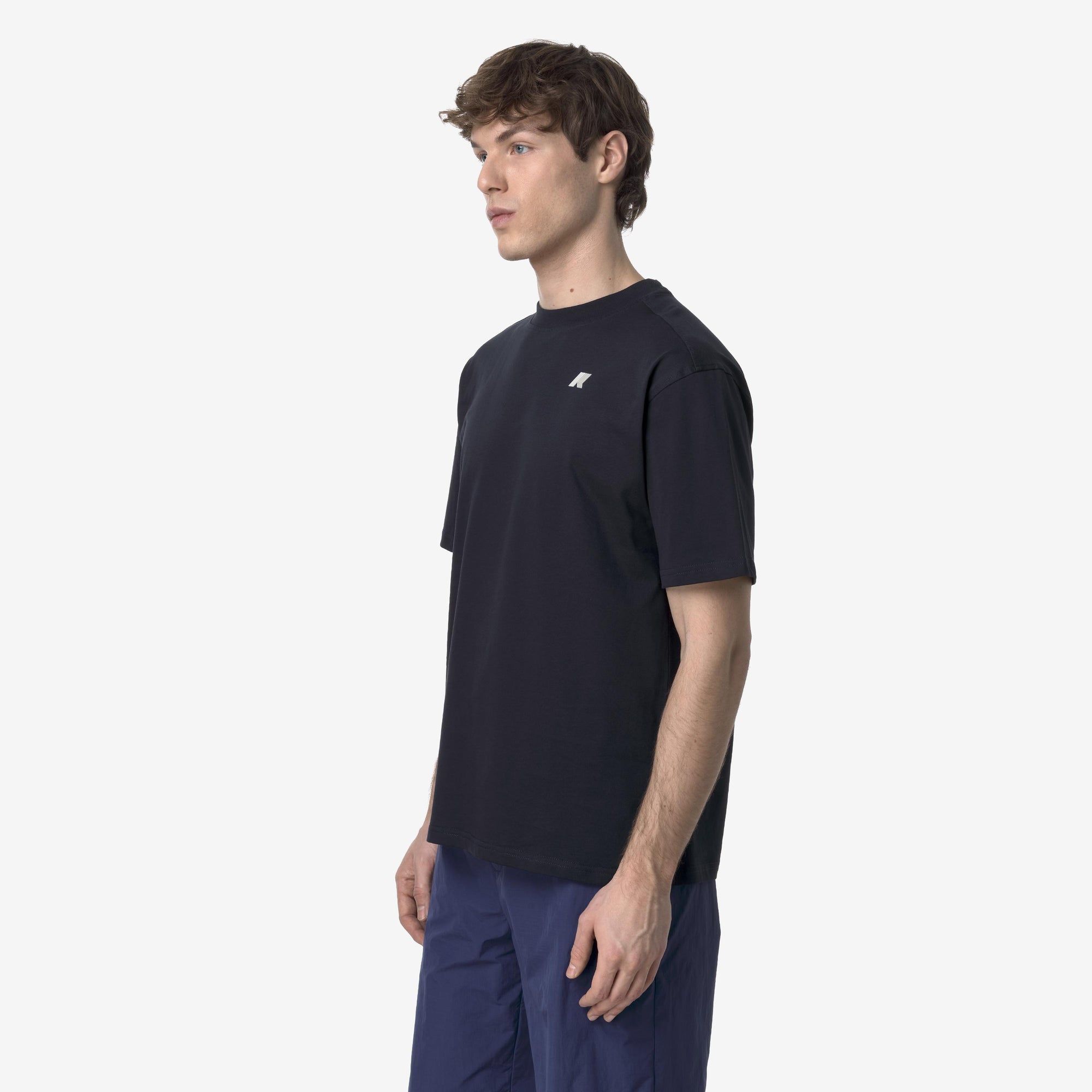 T-shirt casual da uomo blu in cotone con stampa grafica K3138PW K89 K-WAY 
