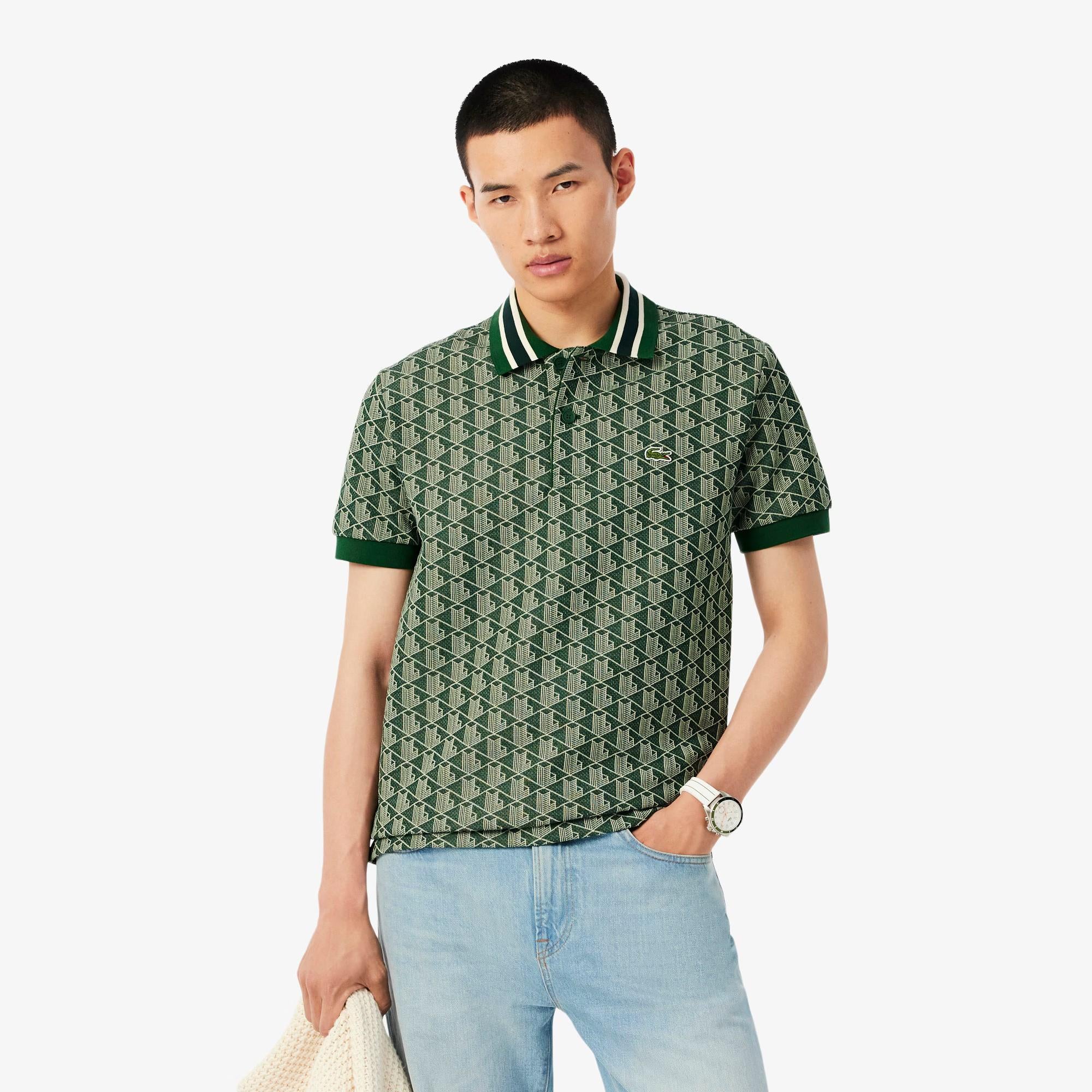 Maglia in jacquard monogrammata DH1417 D1R LACOSTE 