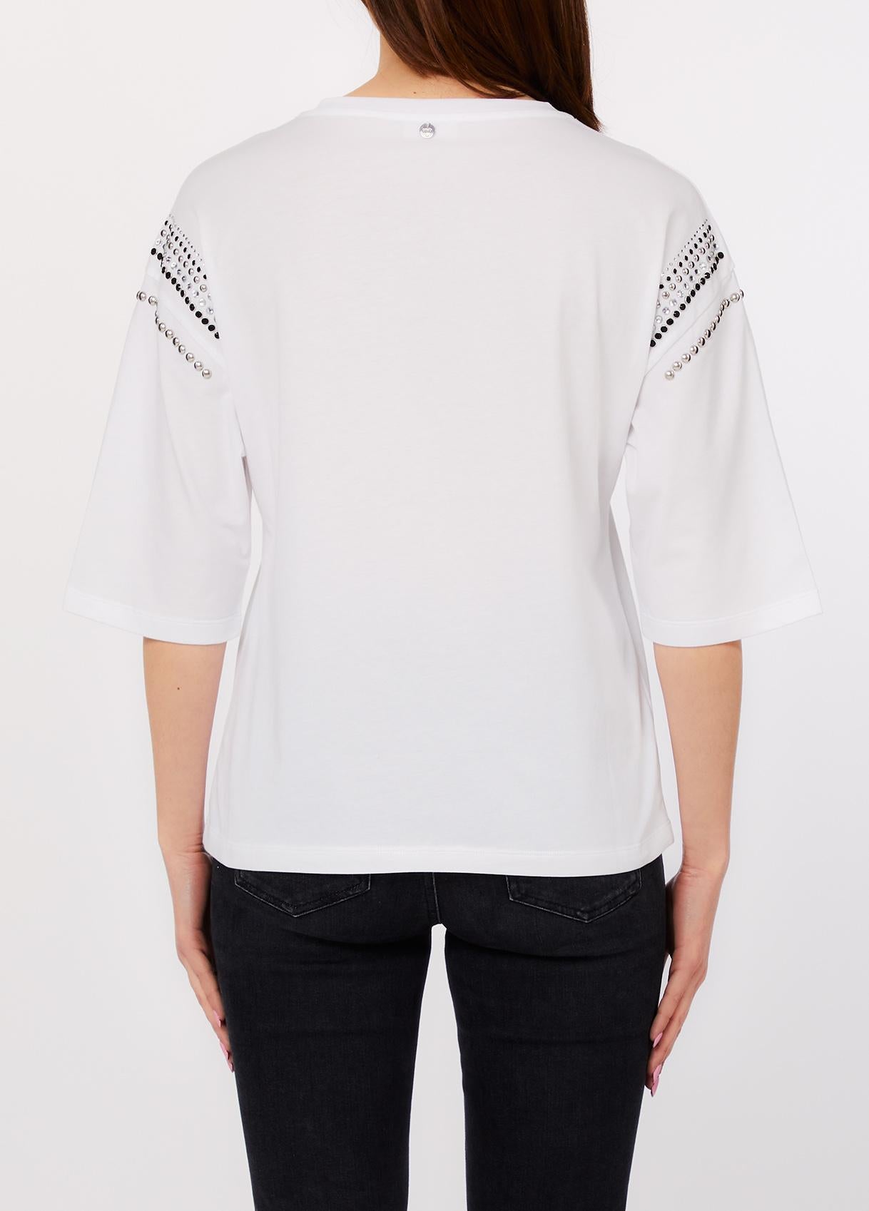 T-shirt con applicazioni WA6128JS904 P9319 LIU JO WHITE1 