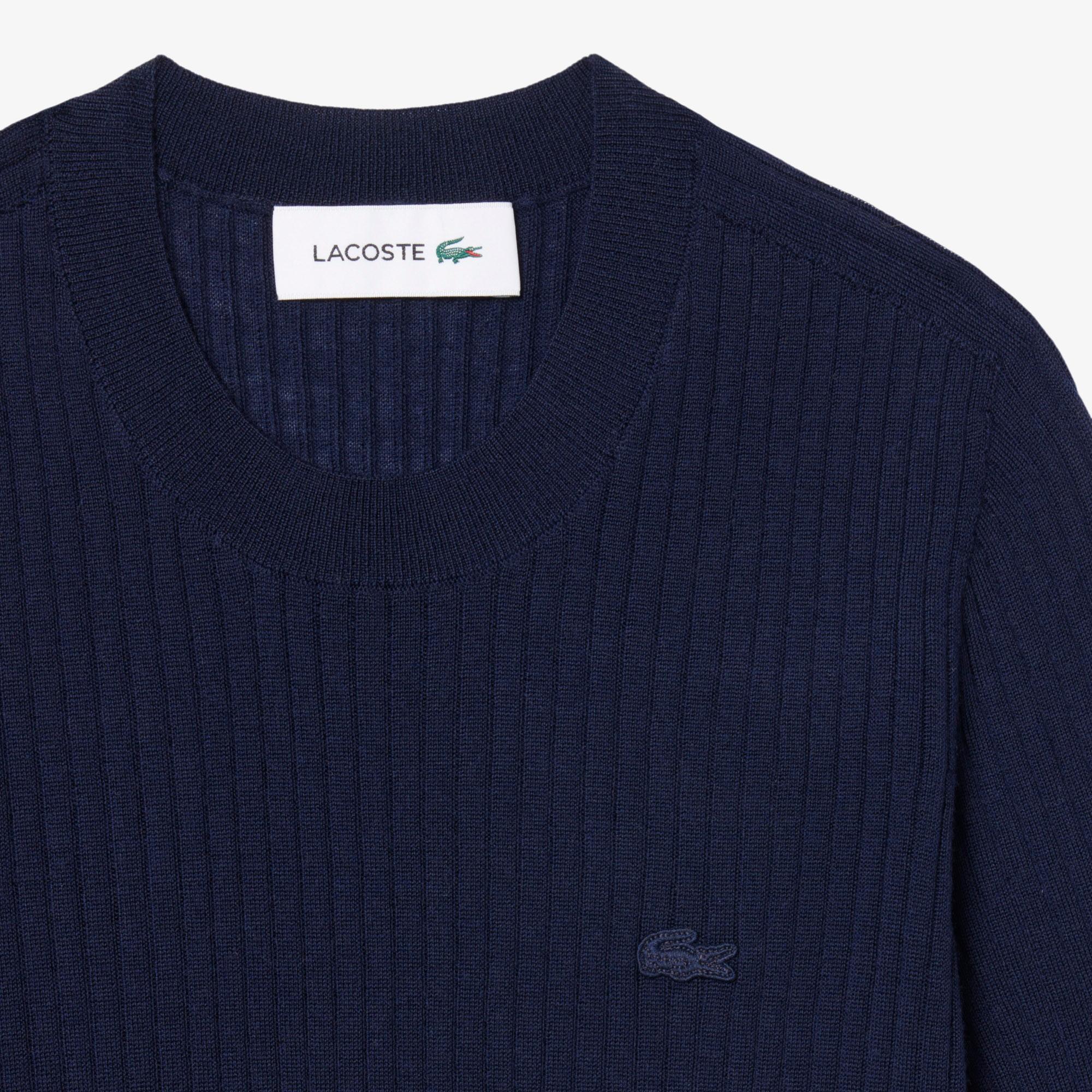 Maglione a maniche corte in lana merinos a coste AF4146 166 LACOSTE 