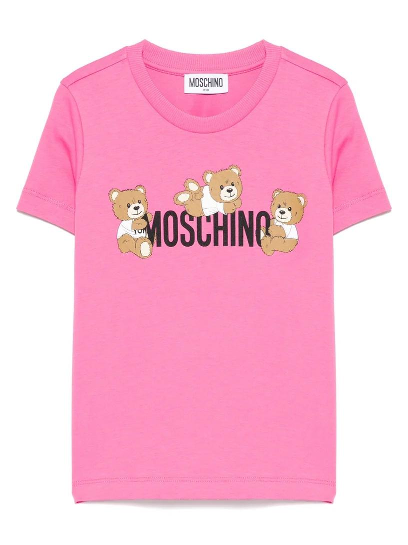 T-shirt con stampa logo Teddy Bear HUM059LAA23 50533A MOSCHINO KID 