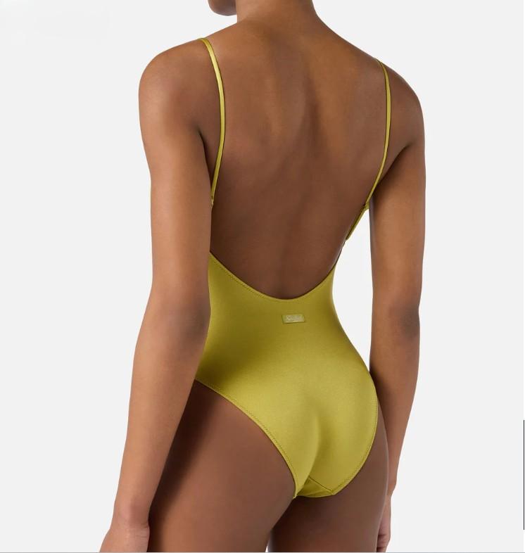 Costume intero Crunchy glossy finish verde pistacchio con charms CRC0001 01204L MC2 SAINT BARTH 