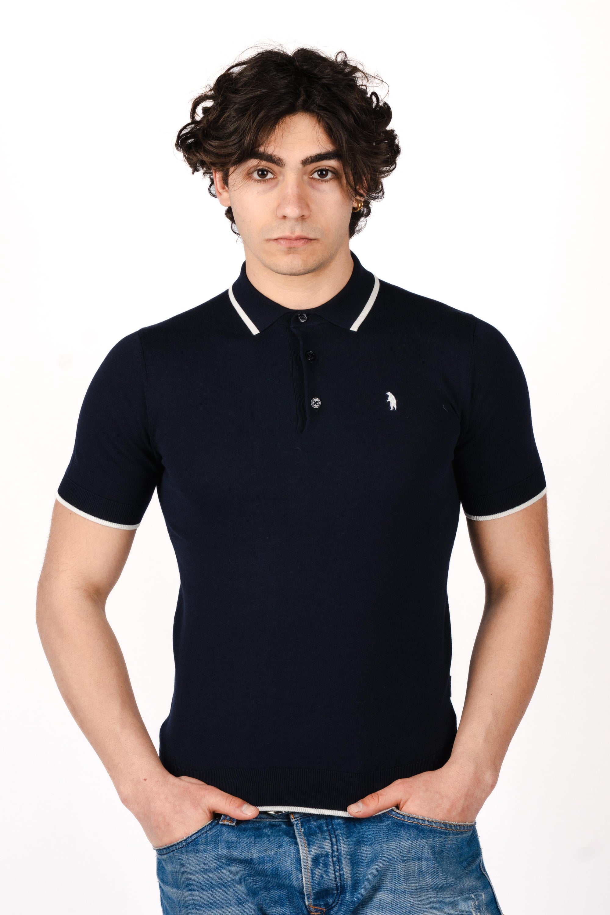 Polo con dettagli a contrasto R5012M261 NAVY REFRIGUE 