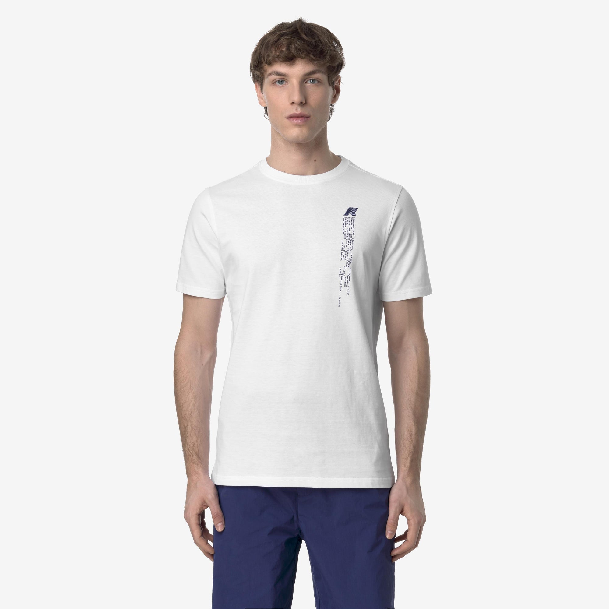 T-shirt casual da uomo in cotone bianco  con stampa grafica K3138MW 001 K-WAY 