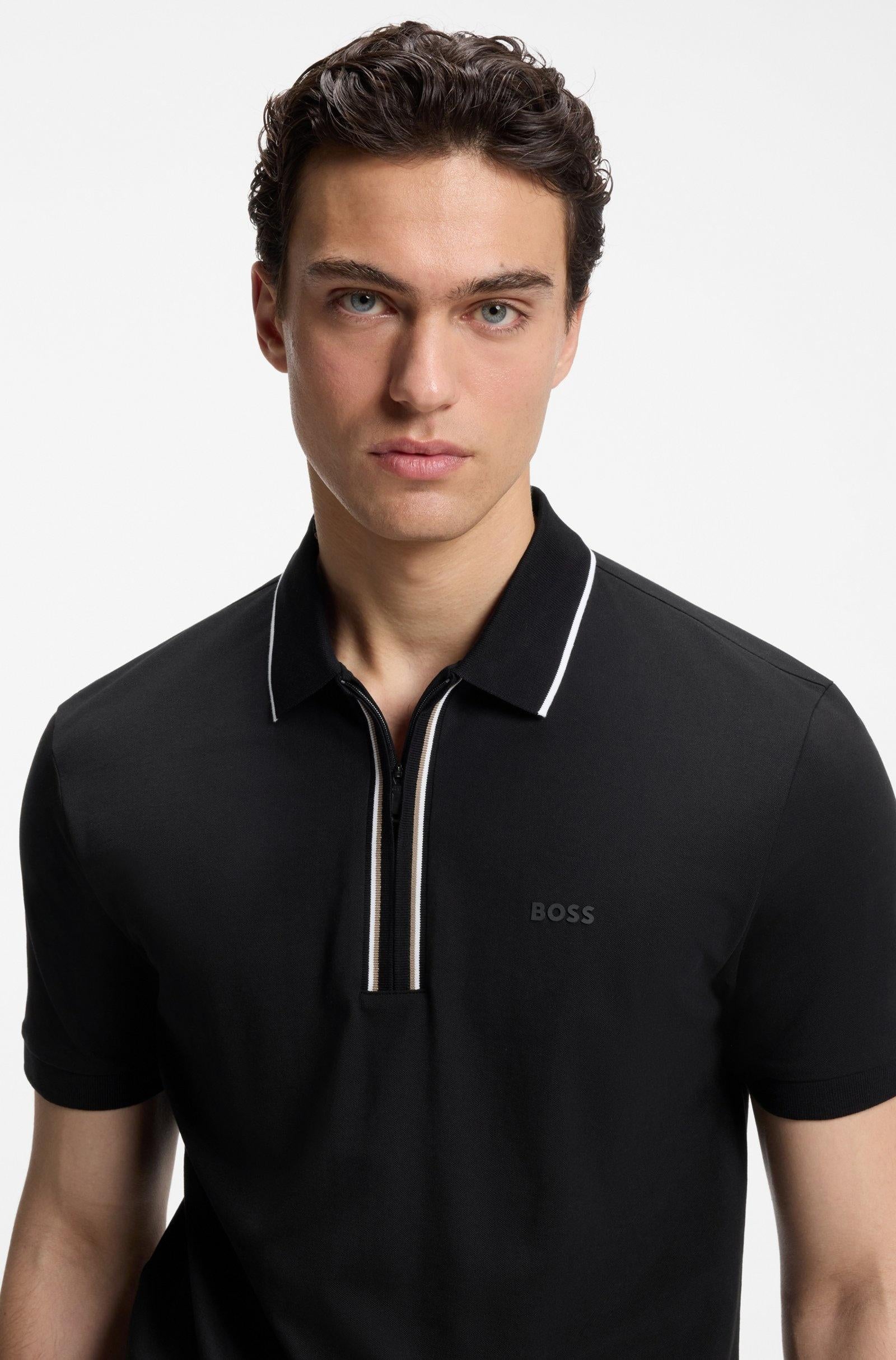 Polo sportiva slim-fit in cotone elasticizzato 50555698 001 BOSS 
