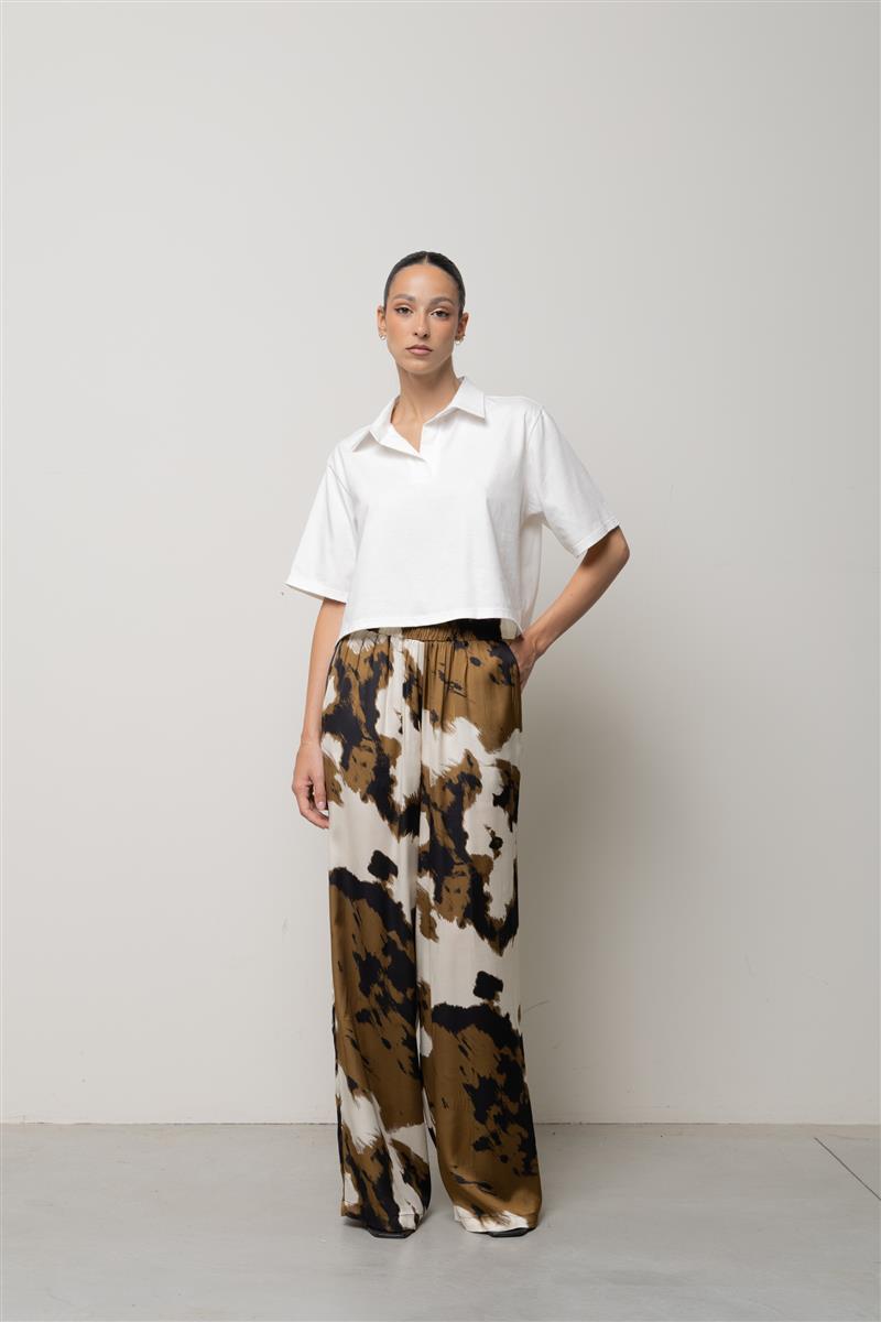 Pantaloni a palazzo in raso SPJLE054 1065 KAOS JEANS 