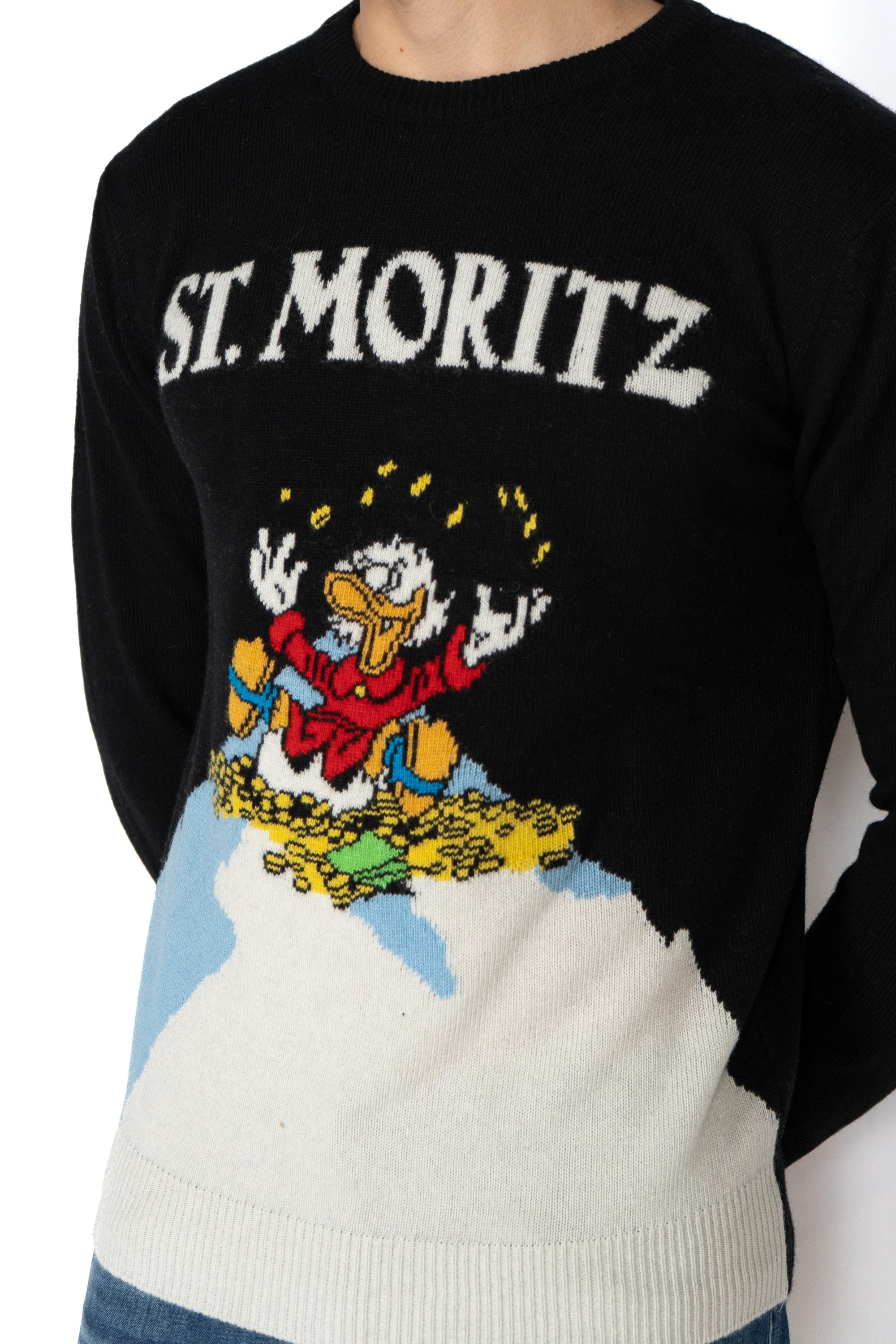 Girocollo Heron nero con jacquard Zio Paperone St. Moritz HER0011 02932I MC2 SAINT BARTH 