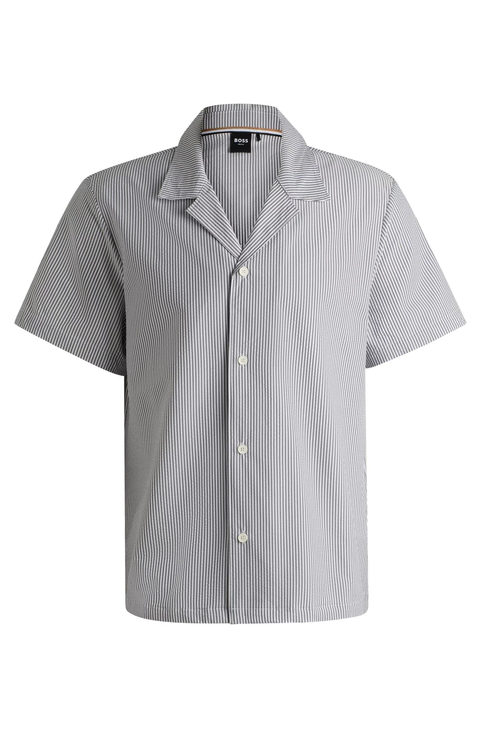 Camicia da spiaggia regular fit in tessuto seersucker 50540037 413 BOSS 