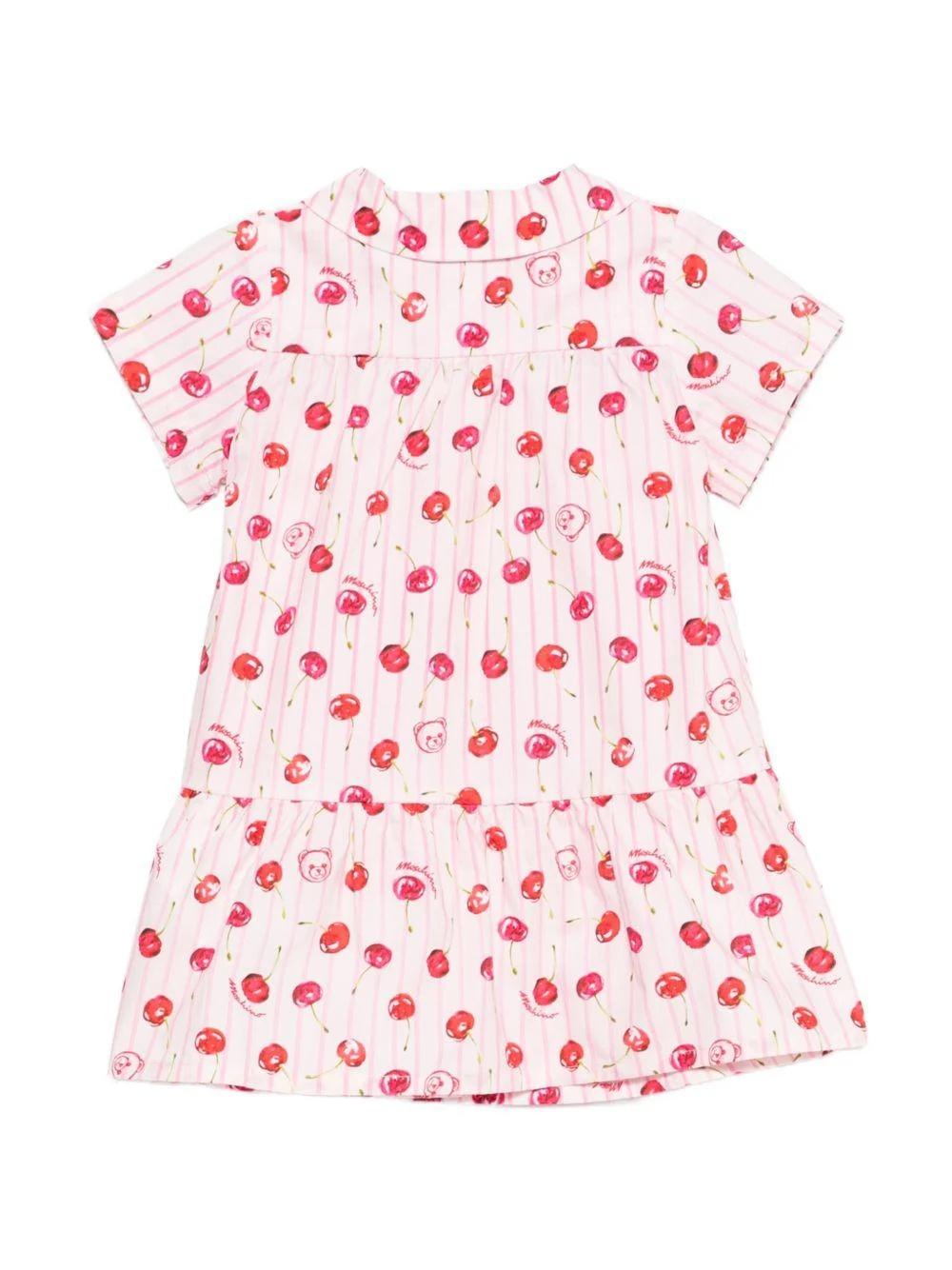 Abito per neonata con stampa ciliegie all-over MDV0D8LLB66 83658 MOSCHINO BABY 