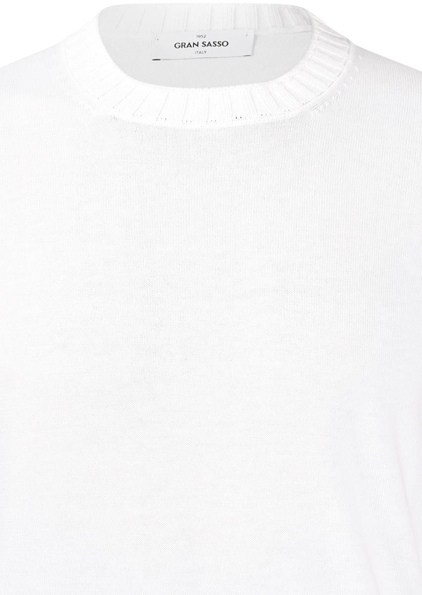 T-shirt in maglia con collo a coste bianco  57188/18163 001 GRAN SASSO 