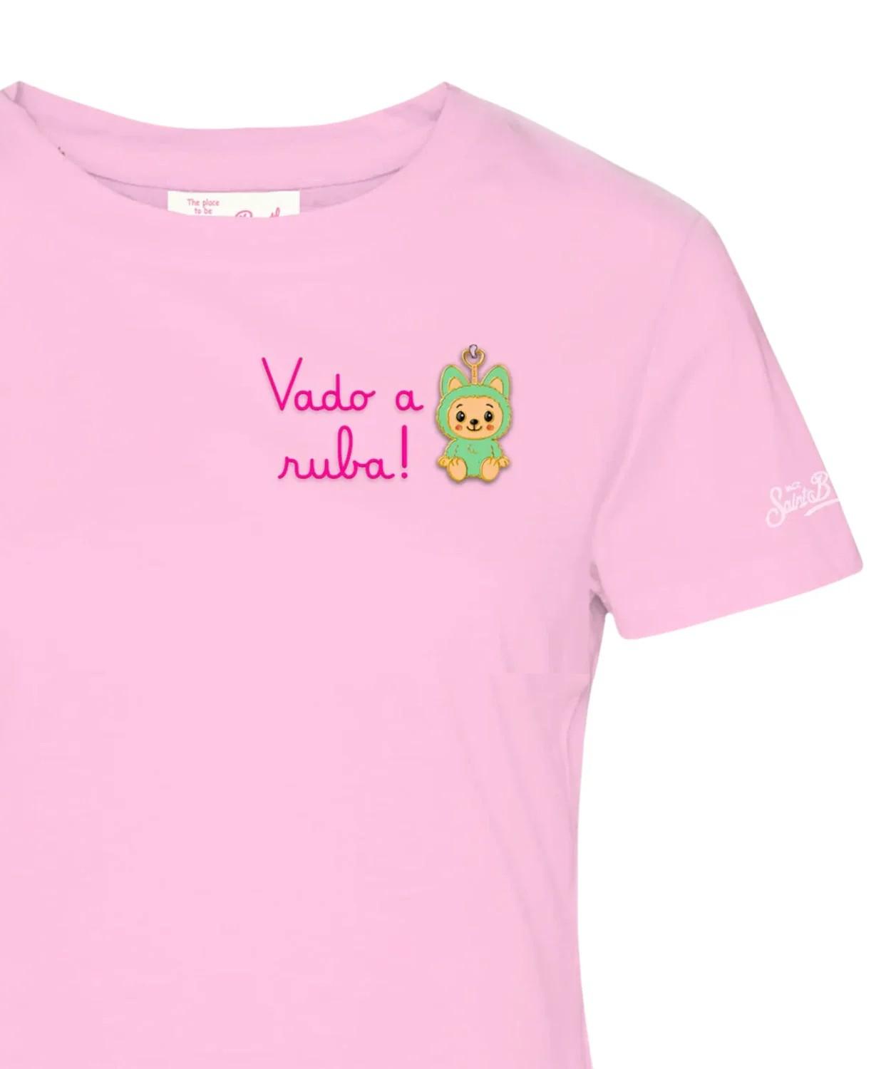 T-shirt rosa in cotone "Vado a ruba" EMI0001 09069L MC2 SAINT BARTH 