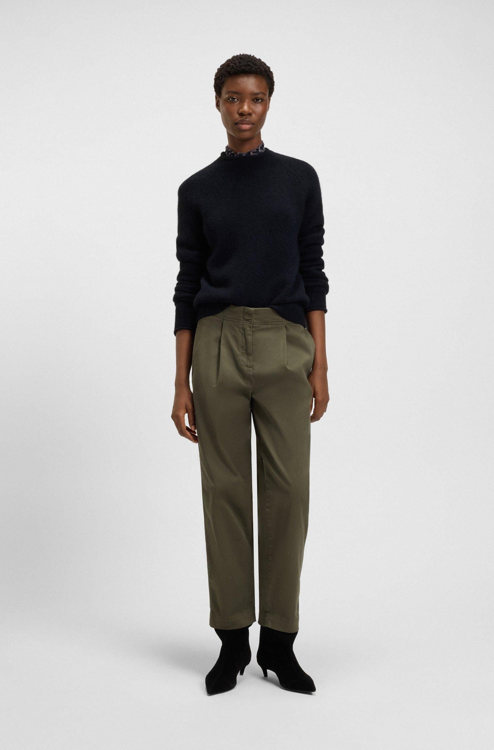 Maglione in misto lana con colletto e polsini arrotolati 50548930 408 BOSS 