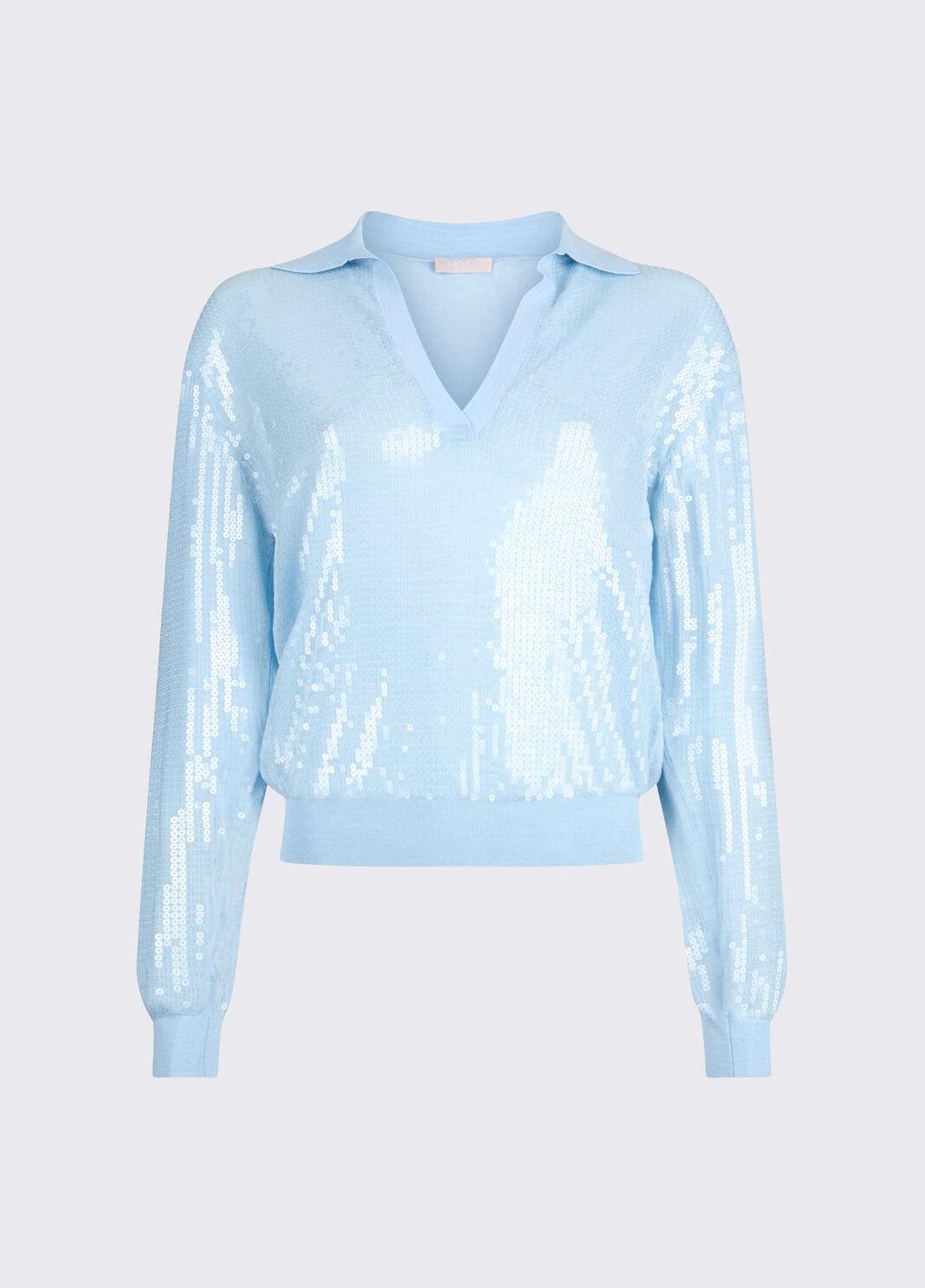 Maglia con paillettes WA6218MA68R P9377 LIU JO WHITE1 