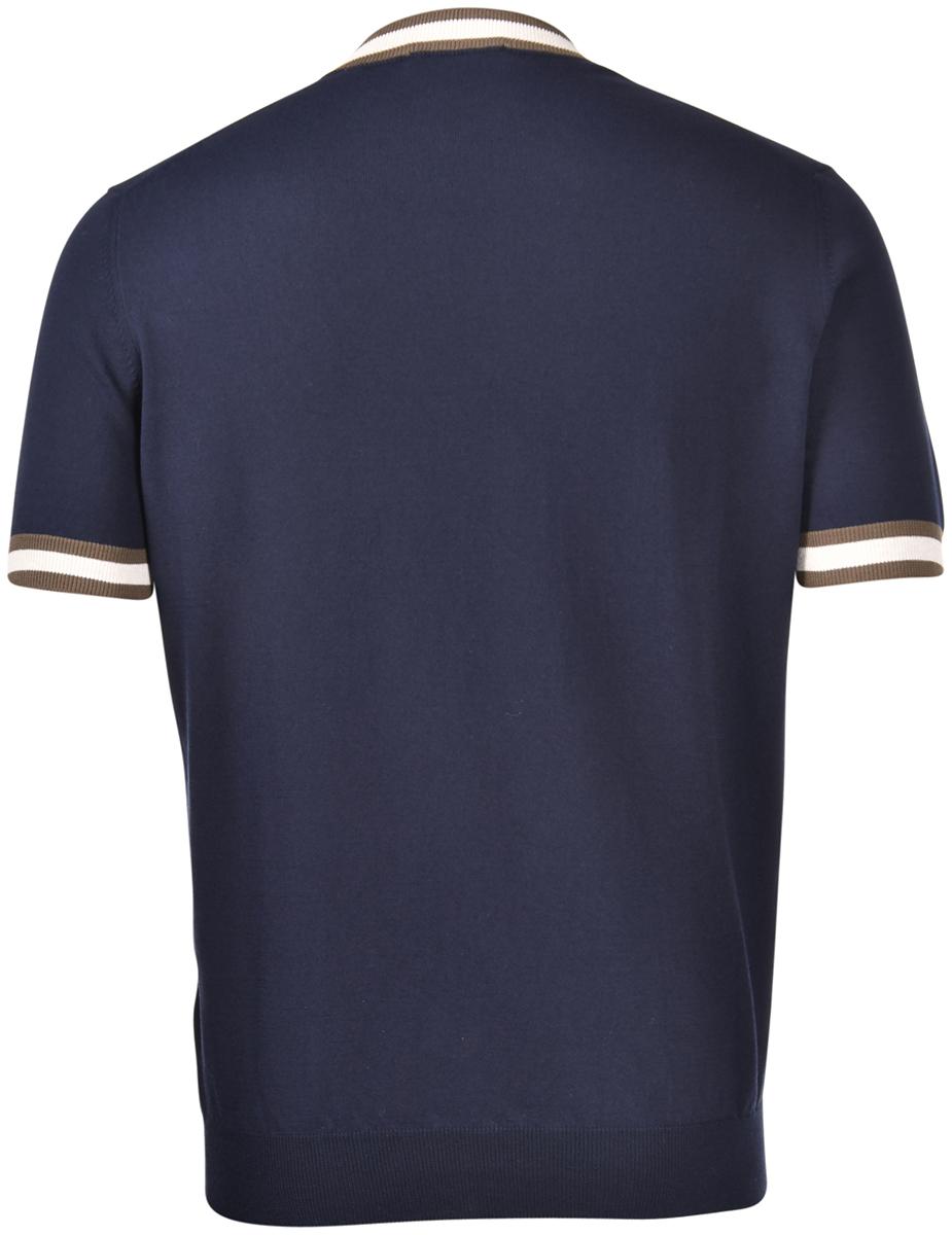 T-shirt in maglia con dettagli blu navy bianco marrone 57135/20671 598 GRAN SASSO 