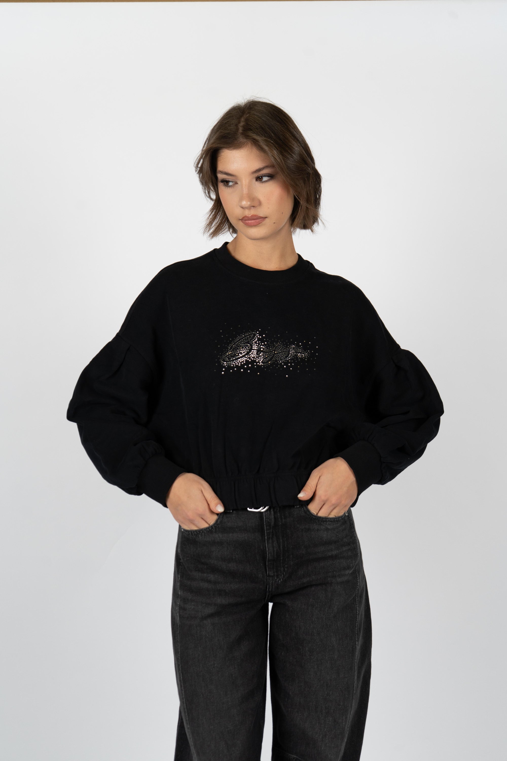 Felpa con logo e dettagli brillantinati 50547796 001 BOSS 