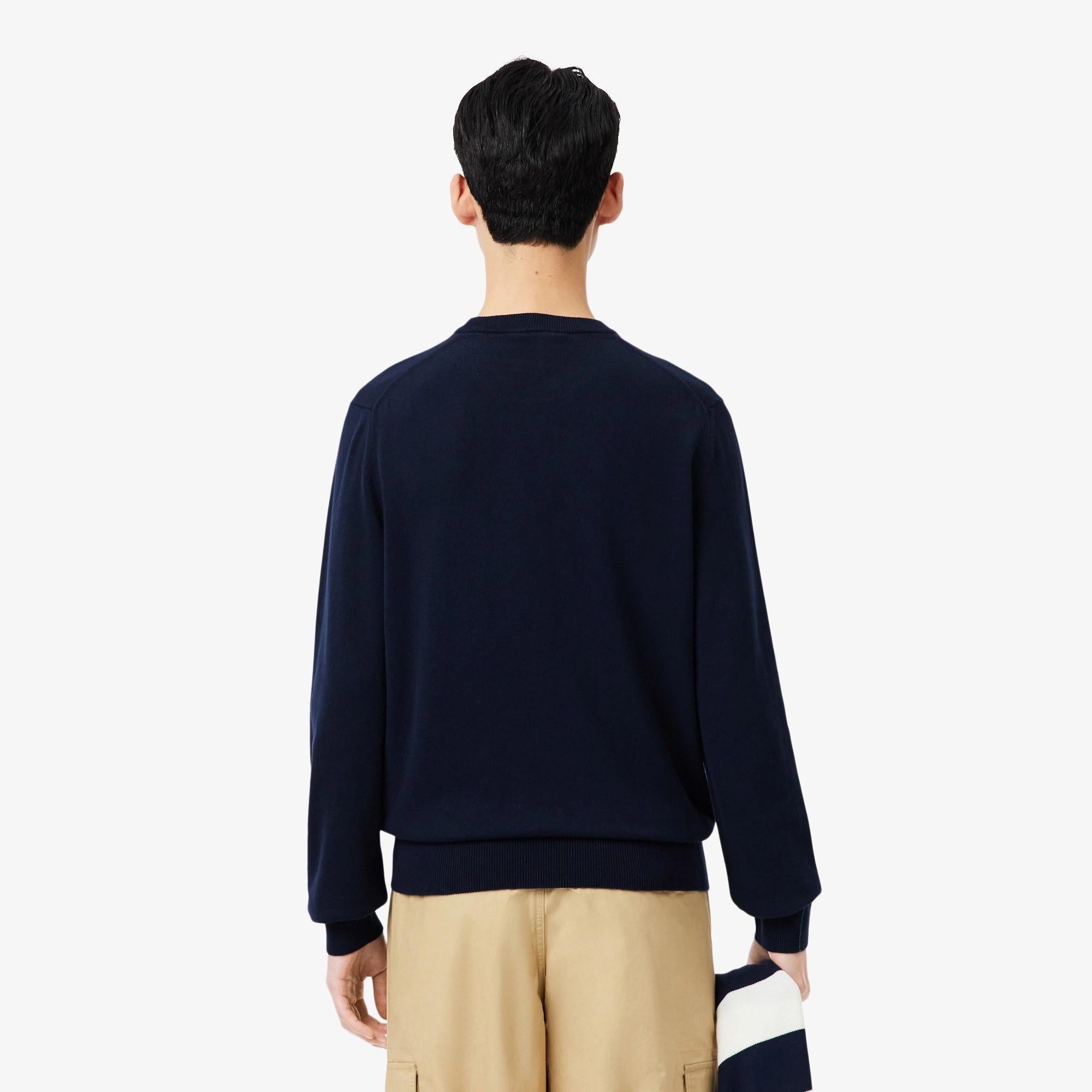 Pullover girocollo monocromatico in cotone AH1985 166 LACOSTE 