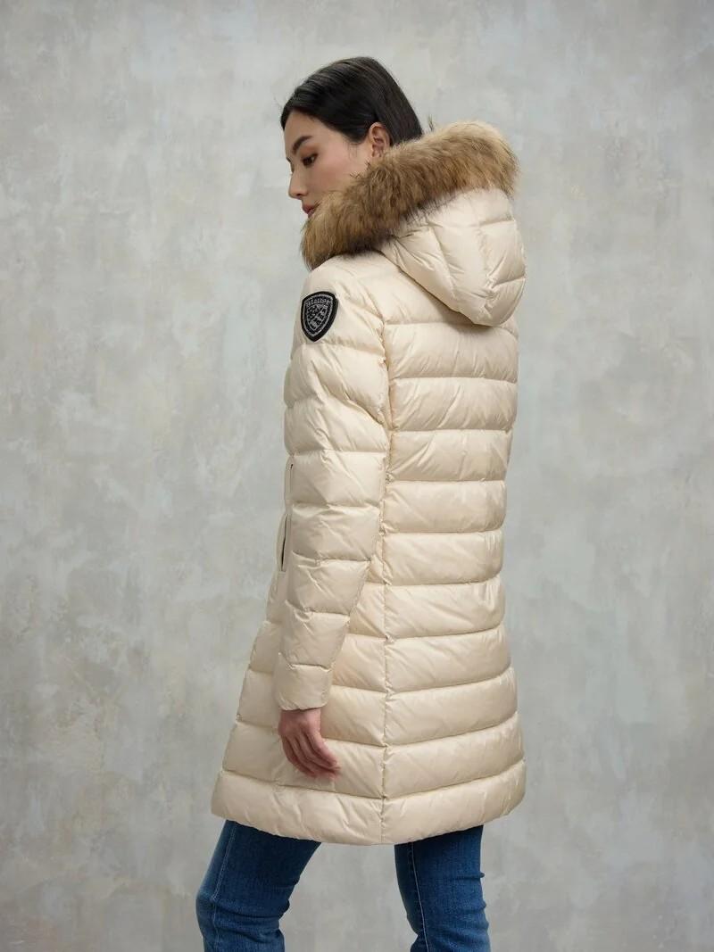 Piumino lungo con pelliccia kristin 25WBLDK03103 907GG BLAUER 