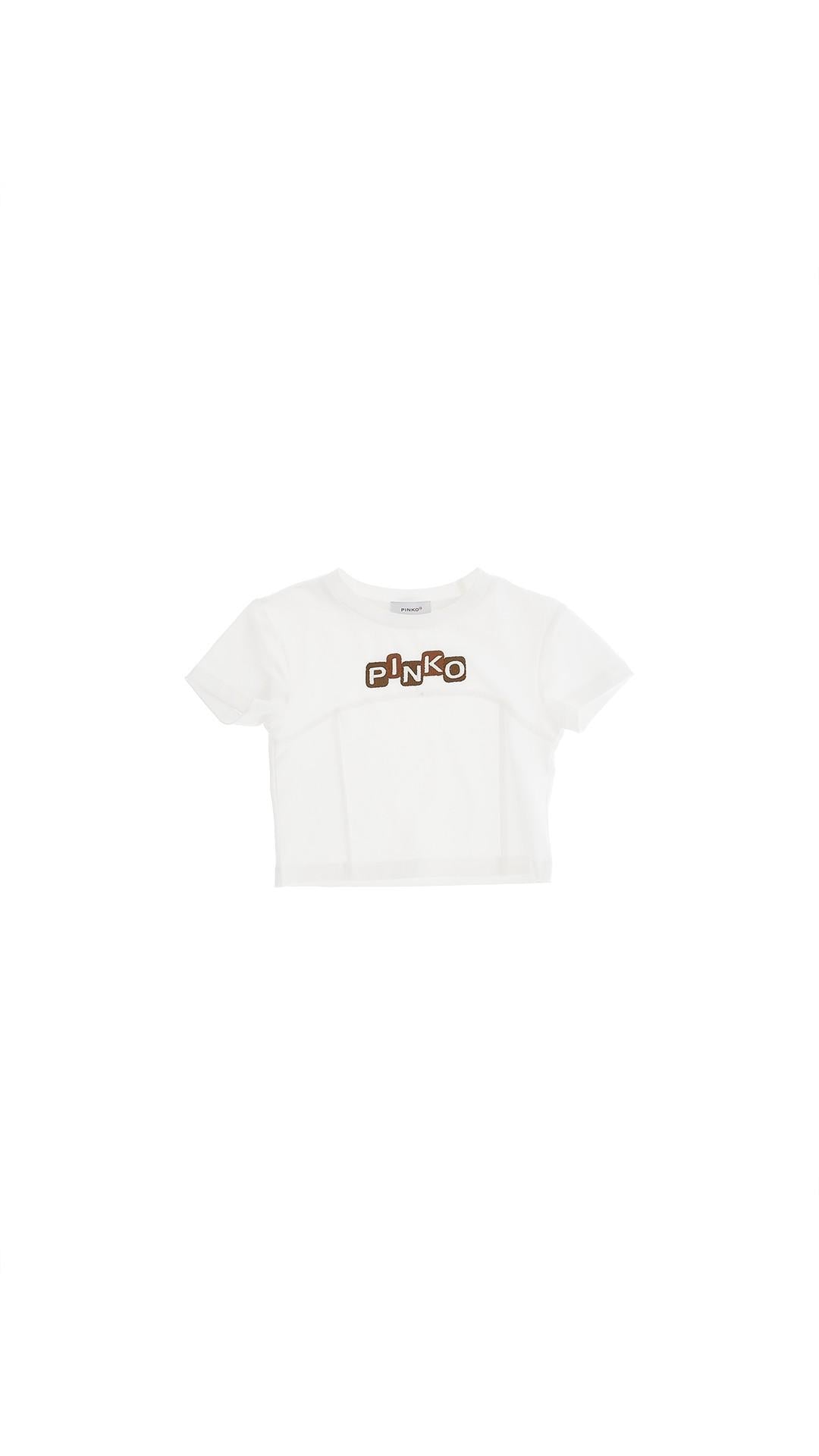 T-shirt pinko kids bianca con stampa logo KFTS038CJEO17 0987A PINKO 