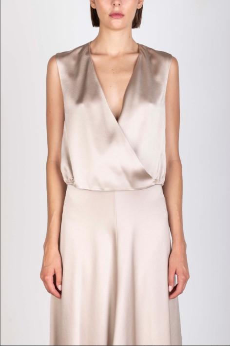 Top liquid satin incrociato 116261 PTL ALYSI CHOCOLAT 