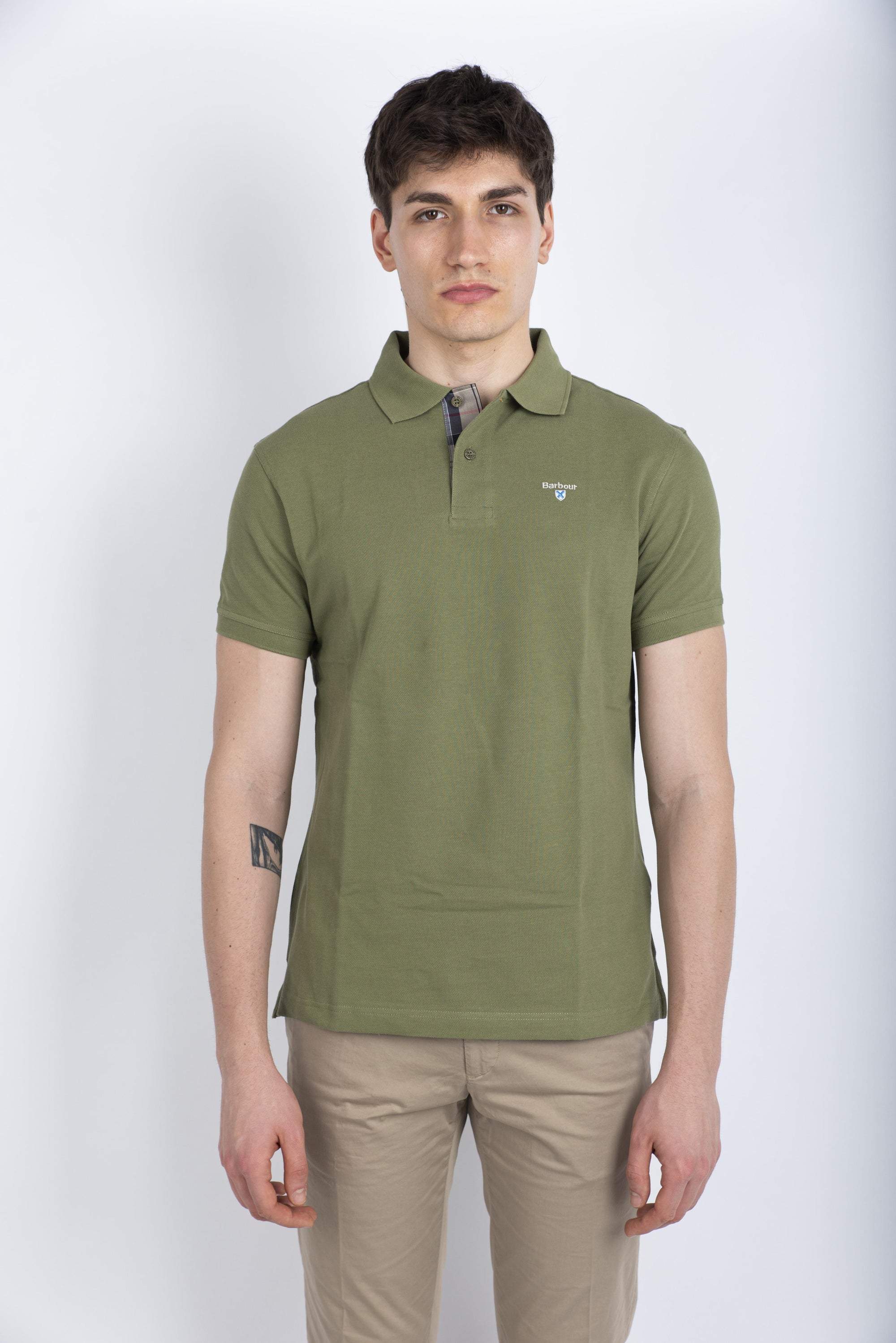 Polo in cotone oliva chiaro Barbour MML0012 OL39 BARBOUR 