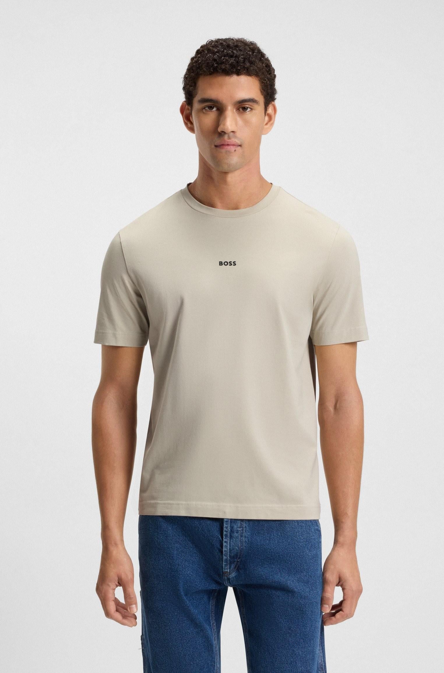 T-shirt in cotone elasticizzato con logo stampato 50473278 271 BOSS 