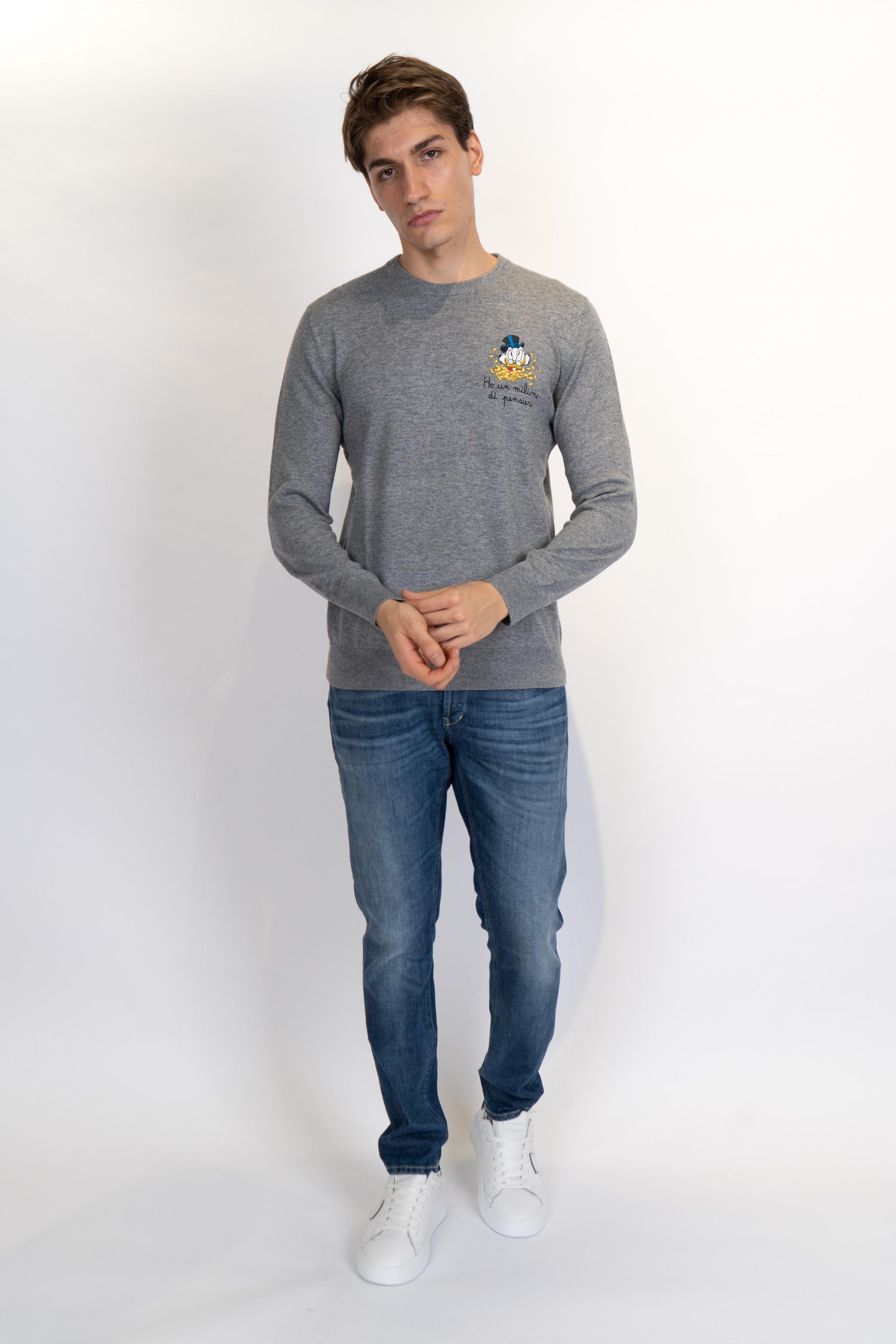 Maglione a girocollo Heron Light con ricamo zio Paperone HER0024 02931I MC2 SAINT BARTH 