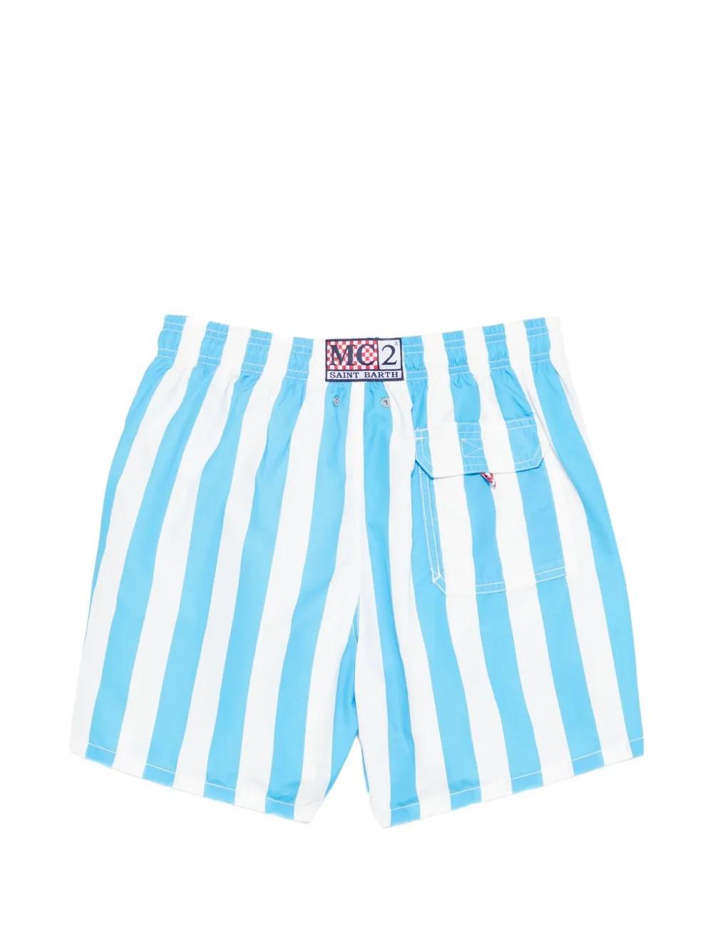 Costume da bagno a righe bianche e azzurre GUS0001 07458L MC2 SAINT BARTH 