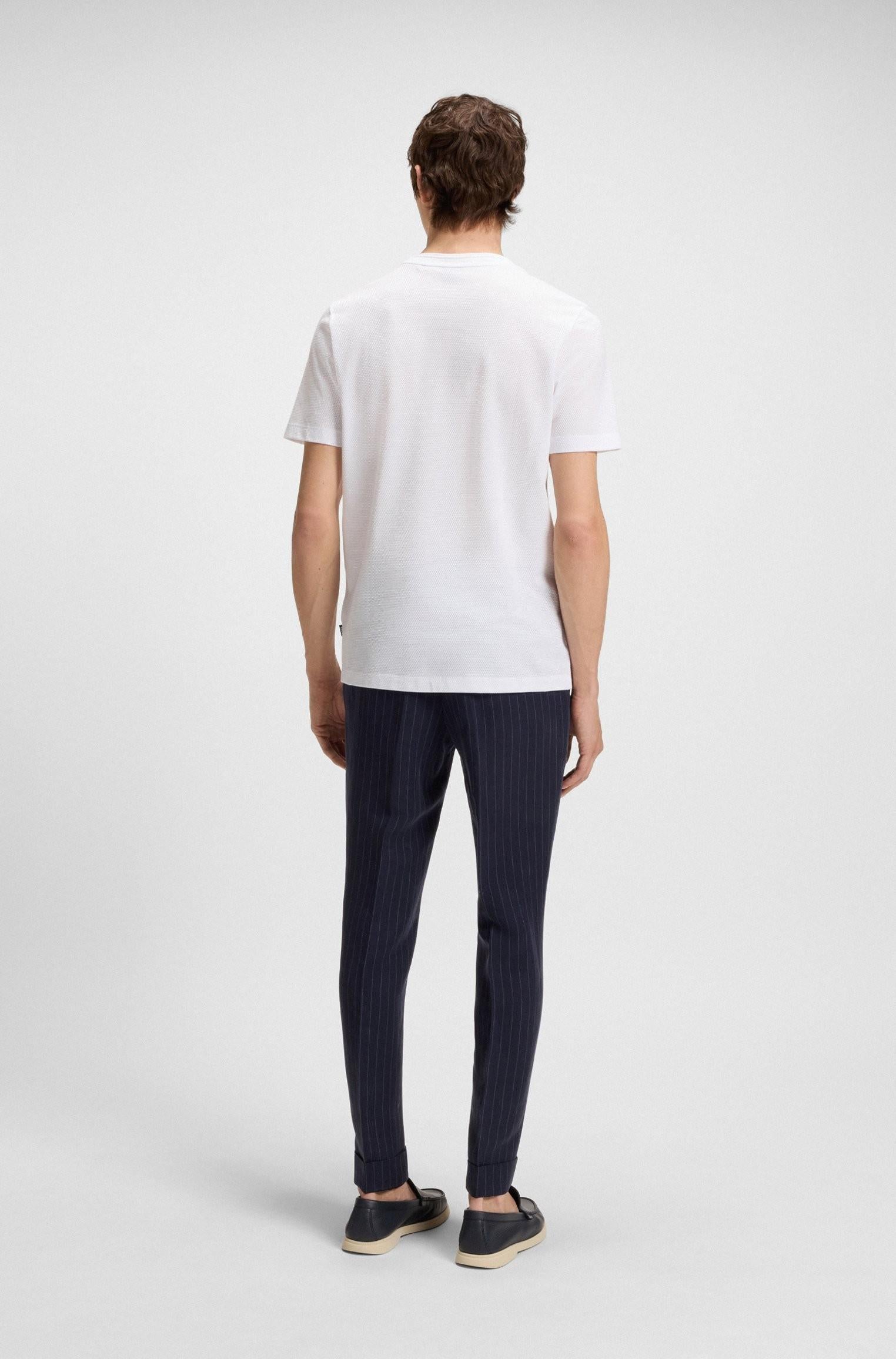 T-shirt in misto cotone con lavorazione jacquard a bolle 50452680 100 BOSS 