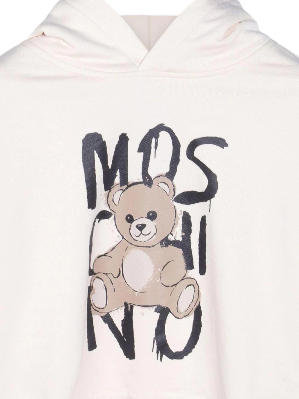 Felpa con stampa Teddy e cappuccio HUF098LCA77 10123 MOSCHINO KID 