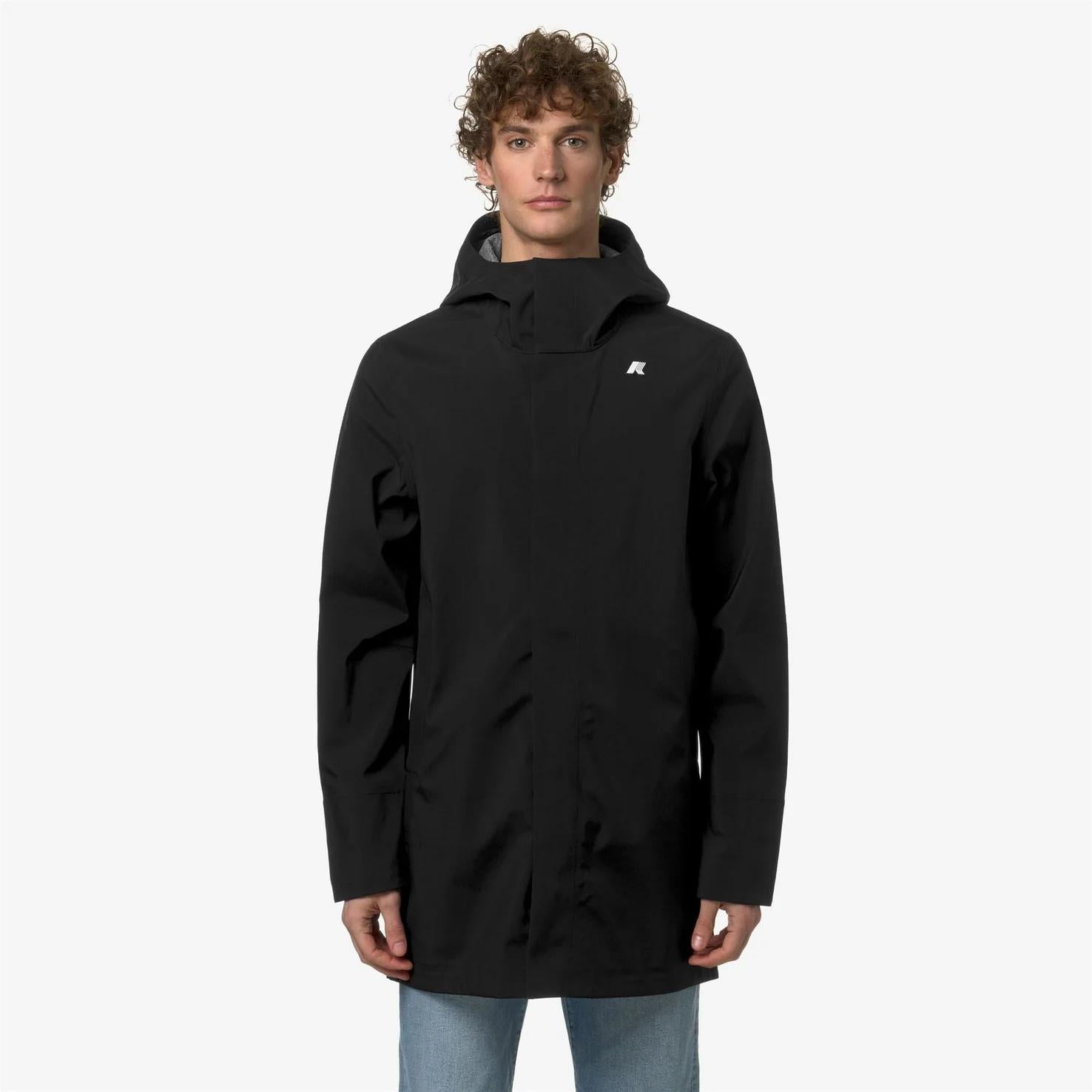 Giacca impermeabile da uomo a 3/4 grigio nero K5126SW USY K-WAY 