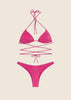 Bikini Triangolo con Slip Americano Fisso Fucsia