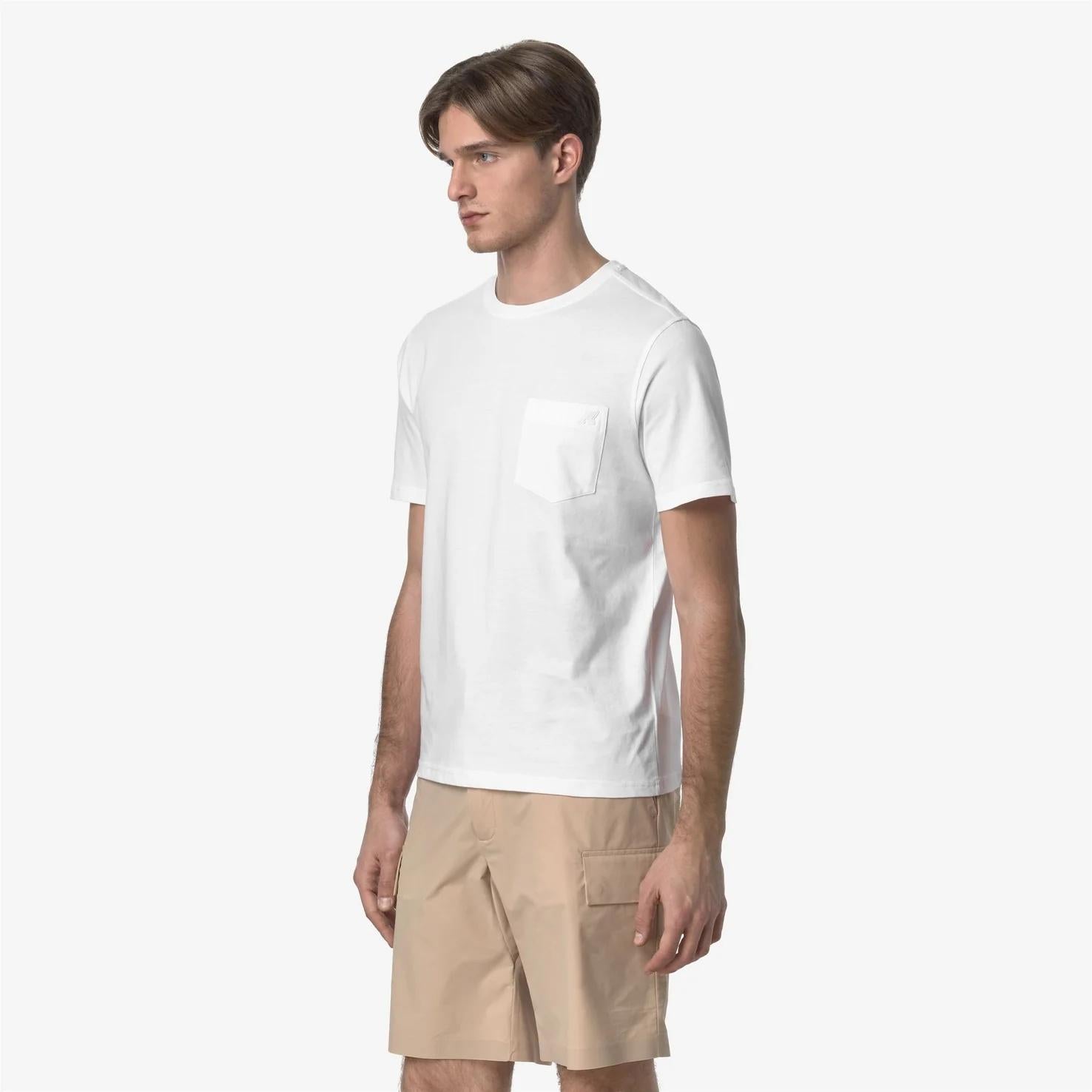 T-Shirt in Cotone Slim Fit Uomo Bianca con Taschino K31368W 001 K-WAY 