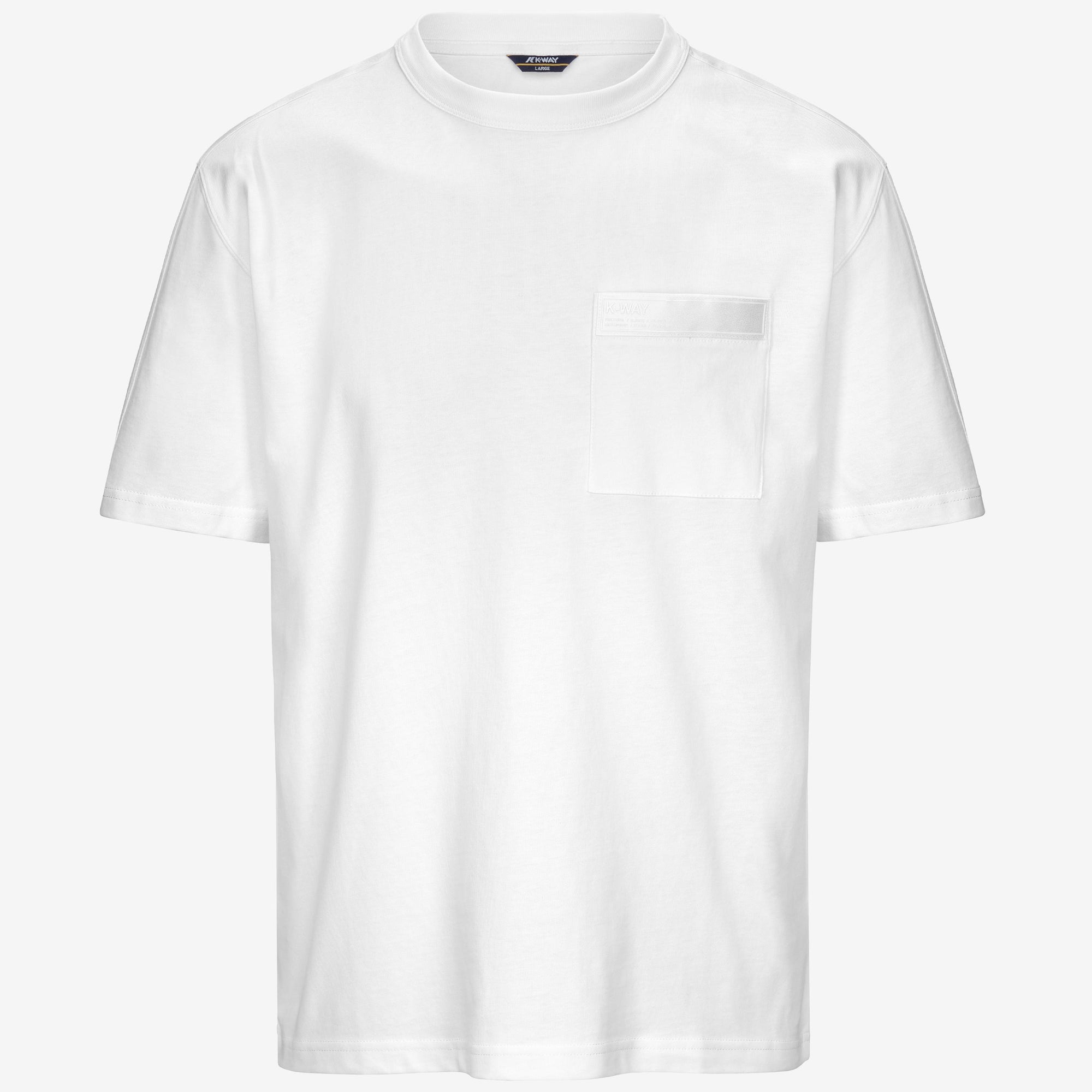 T-shirt casual da uomo bianco con tasca e applicazioni con logo K2135HW 001 K-WAY 