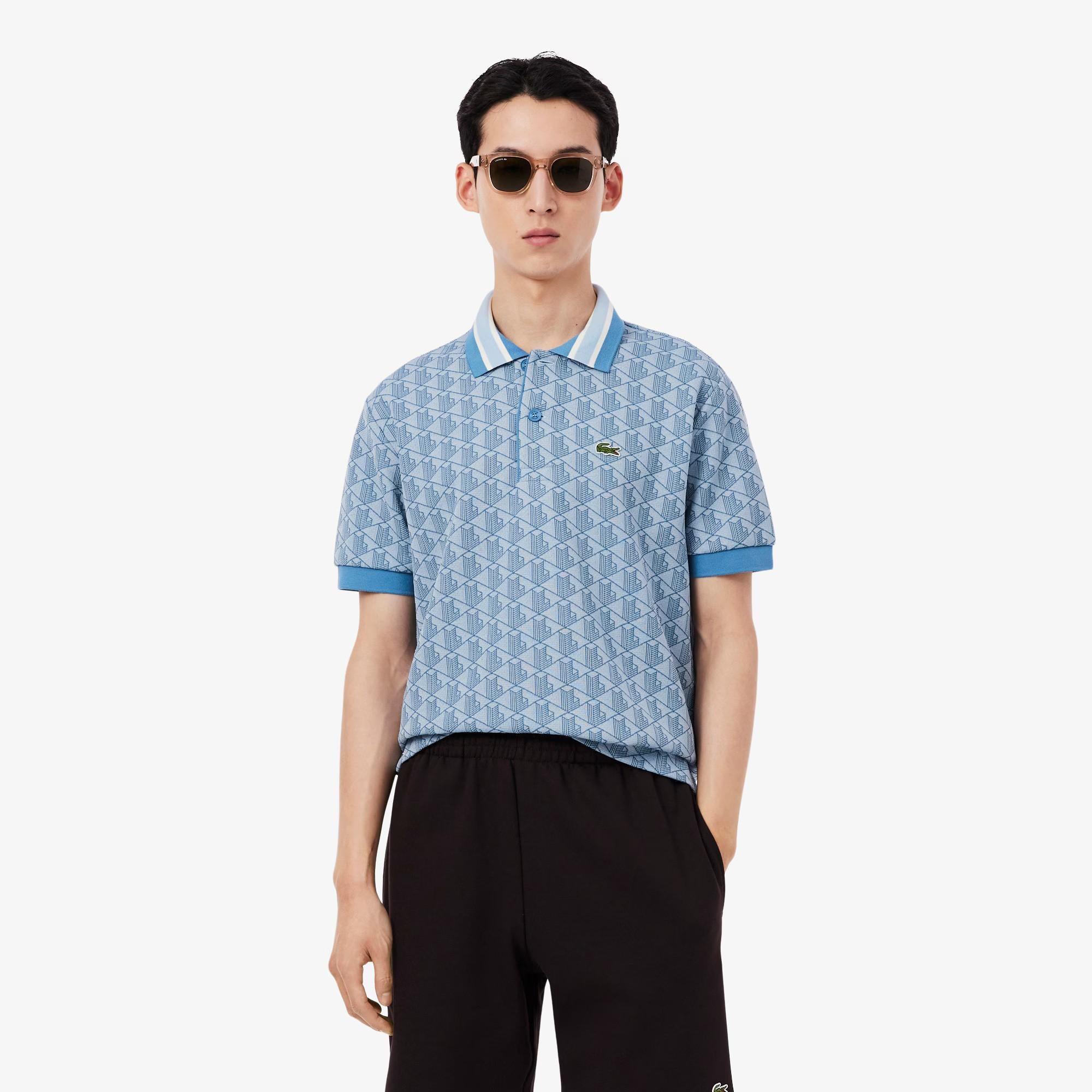 Polo dal taglio classico in jacquard con monogramma DH1417 1QI LACOSTE 