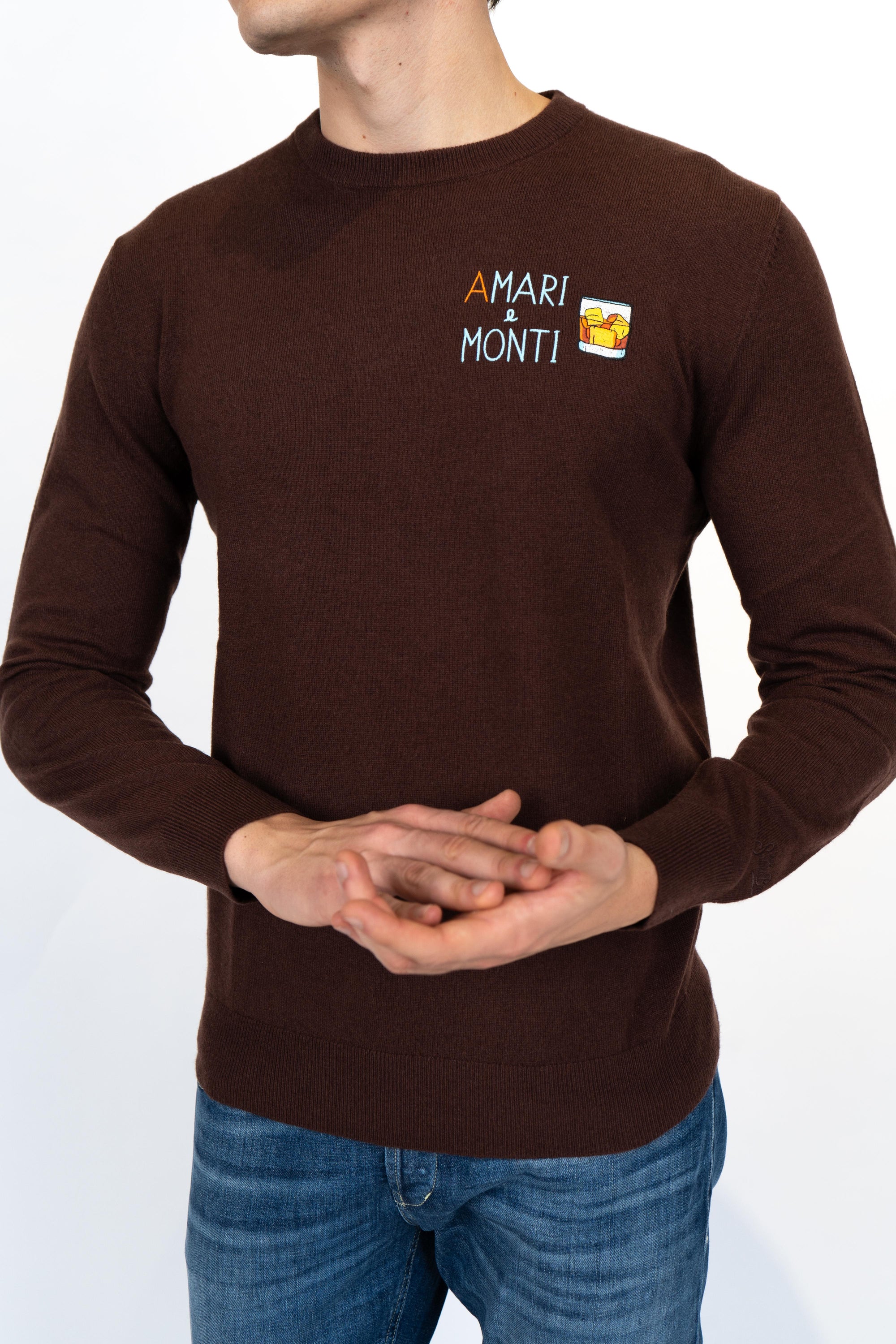 Maglione a girocollo Heron Light con ricamo Amari e Monti HER0024 03498I MC2 SAINT BARTH 