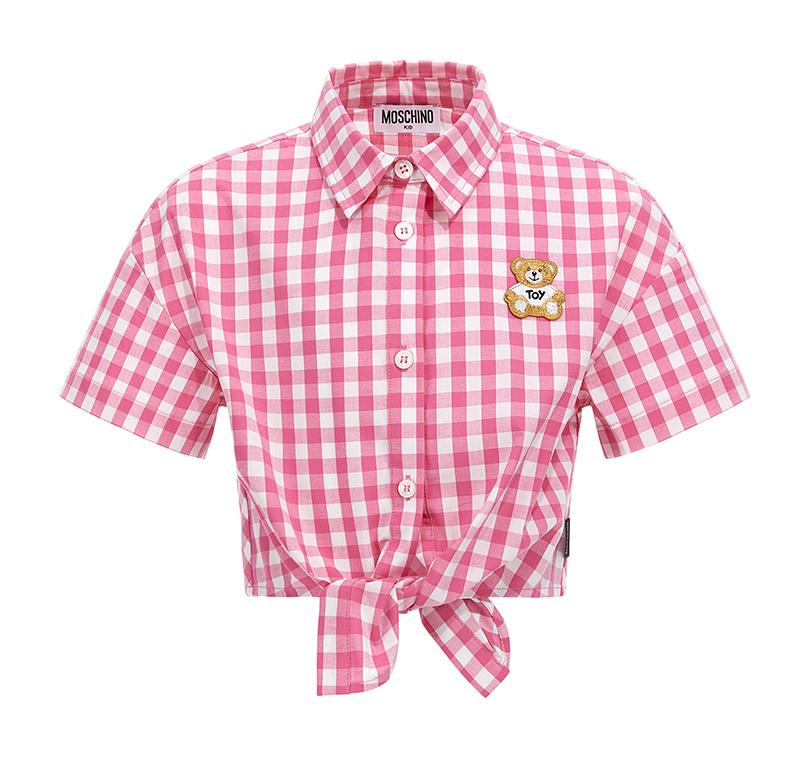 Camicia crop fantasia quadretti HDC021LME04 83541A MOSCHINO KID 