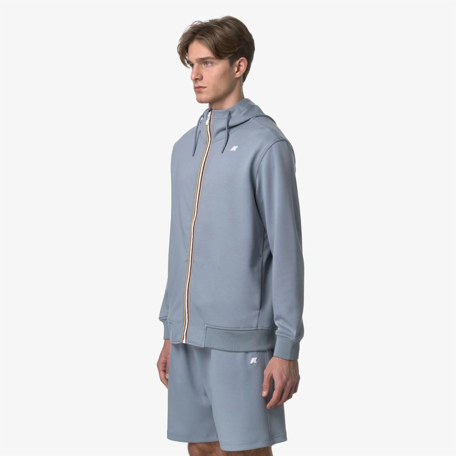 Giacca in caldo pile da uomo grigio con cappuccio regolabile K1151UW WA9 K-WAY 