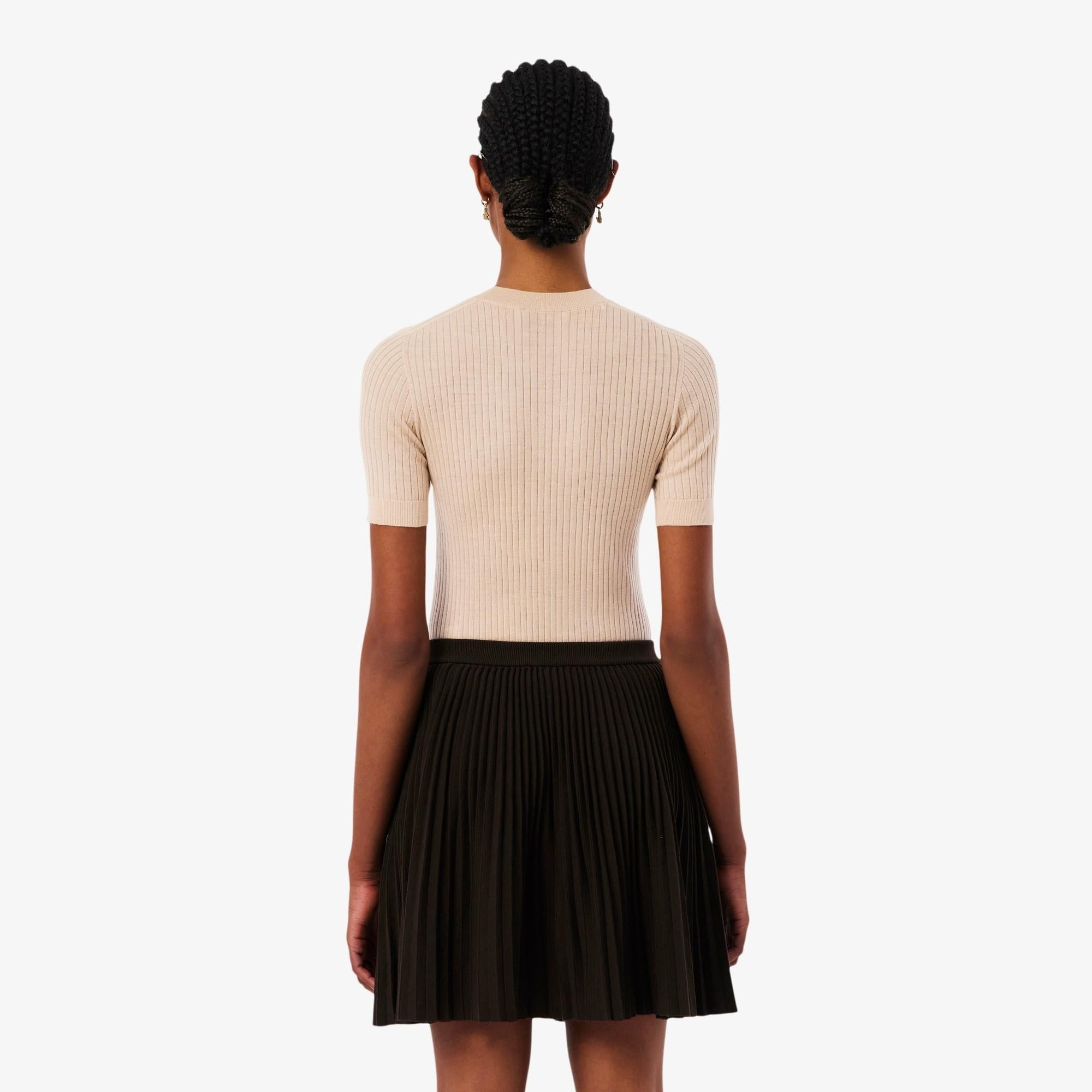 Maglione a maniche corte in lana merinos a coste AF4146 X6F LACOSTE 