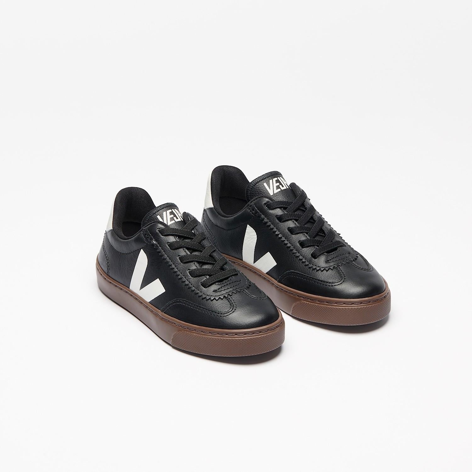 Volley elastic laces leather black white bark SY2021 015 VEJA 