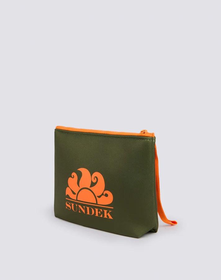 Clutch bag in neoprene dark green AM618ABNP300 30201 SUNDEK 