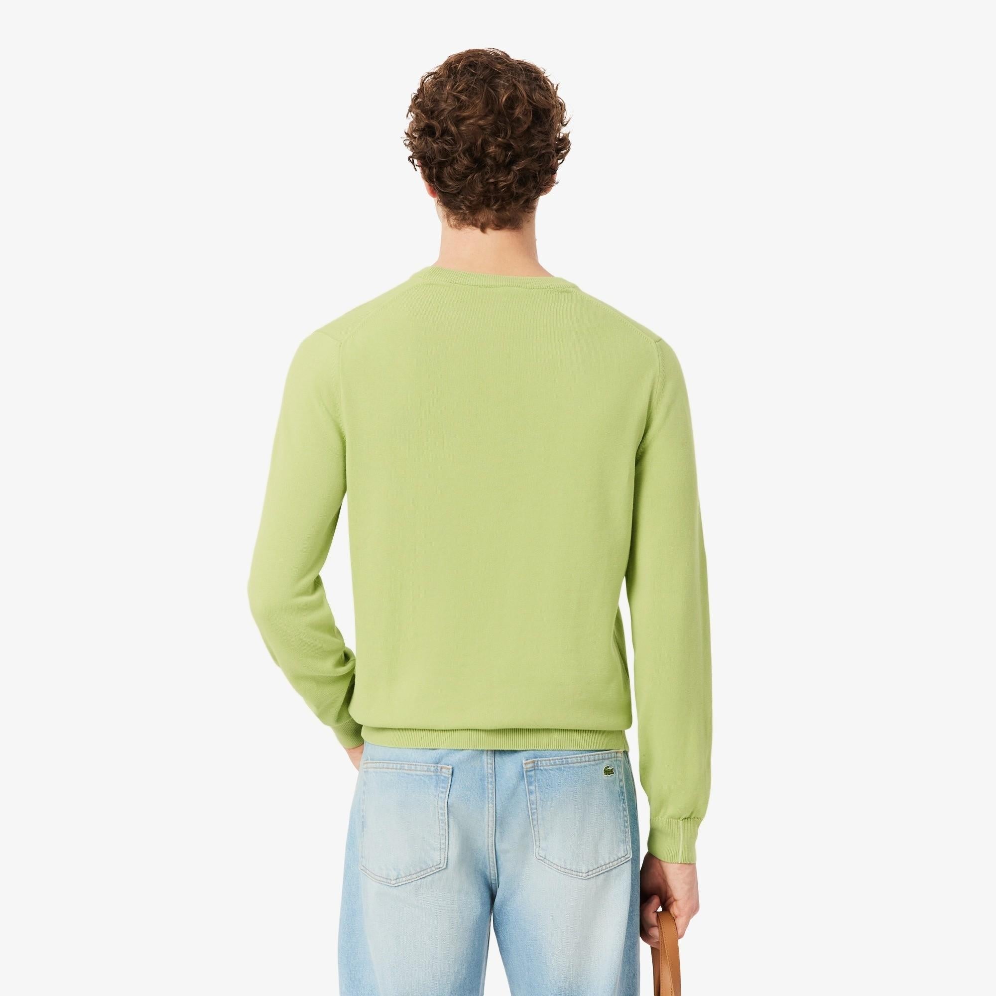 Pullover girocollo monocromatico in cotone AH1985 UYB LACOSTE 