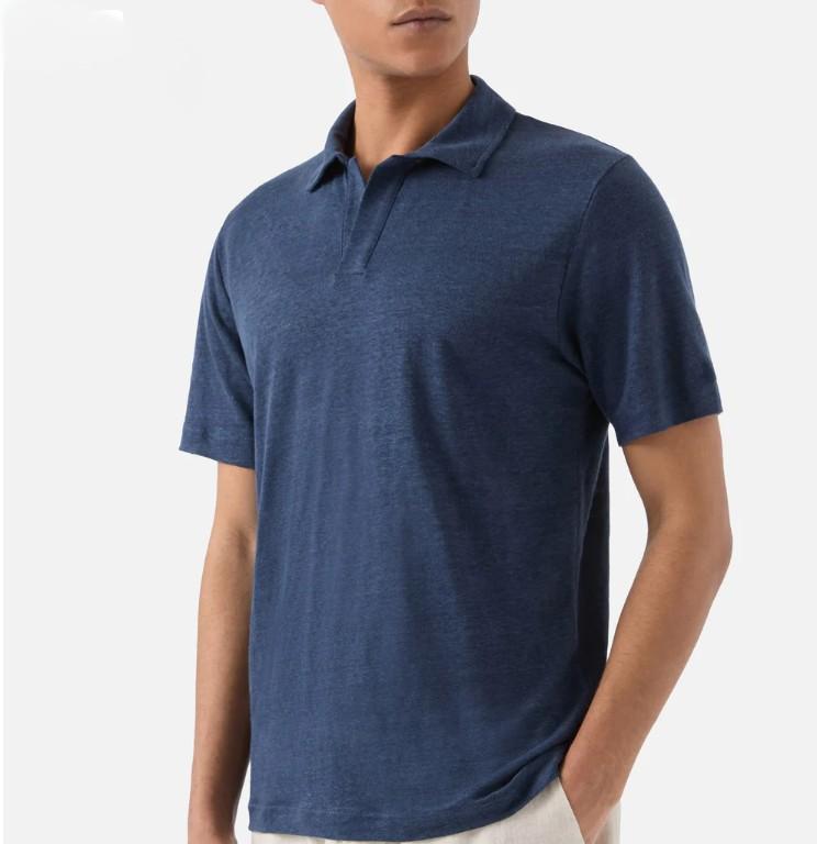 Polo Fraser in puro lino blu navy FRS0001 00119L MC2 SAINT BARTH 