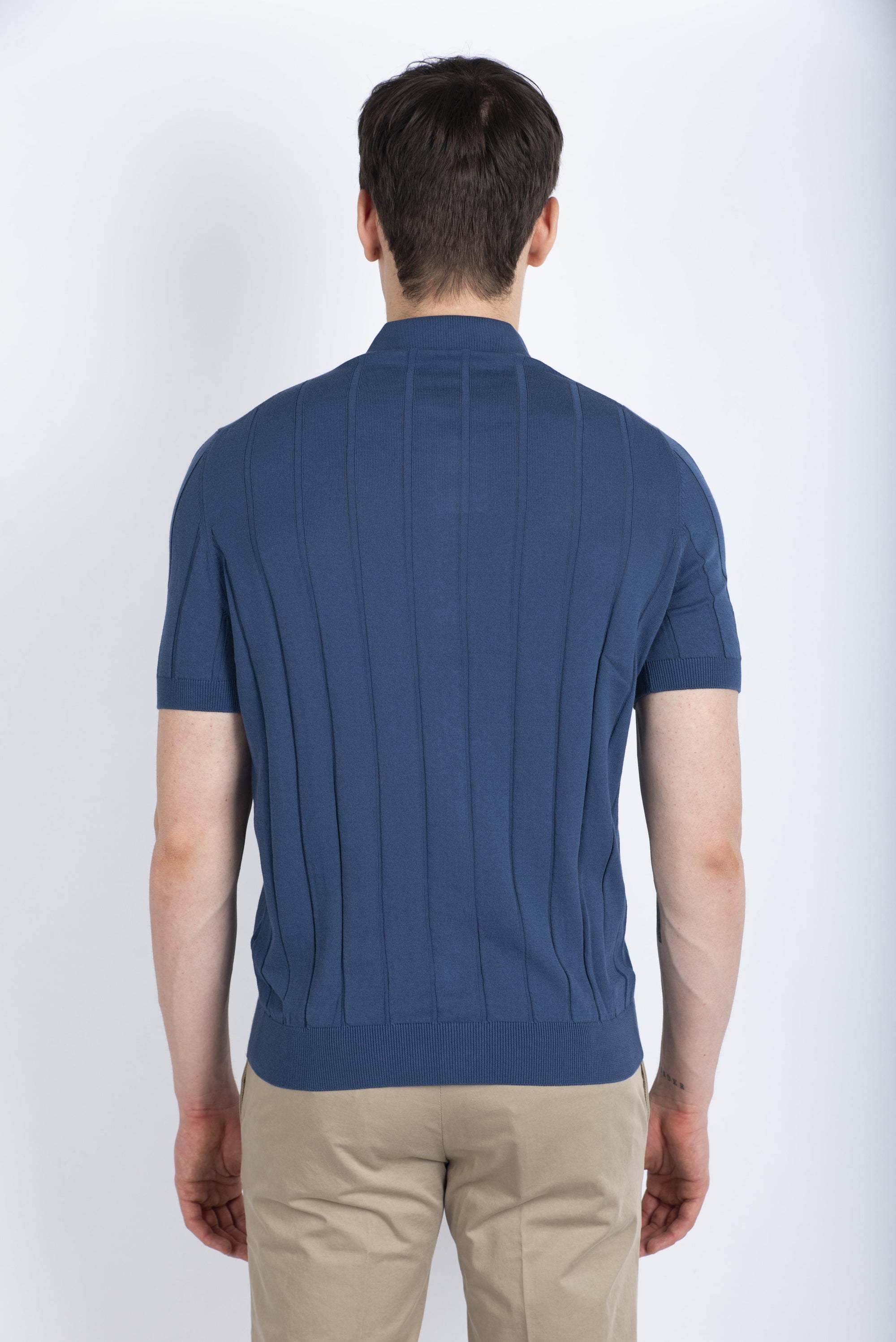Camicia in maglia a coste blu 57143/20634 565 GRAN SASSO 